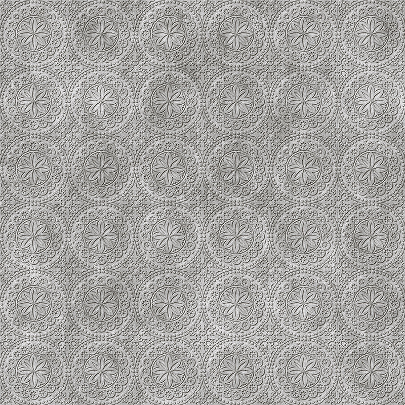 Tile 2 - Cooler 3D Beton-Blumen Digitaldruck – Grau, Schwarz | Perlmutt Glattvlies
