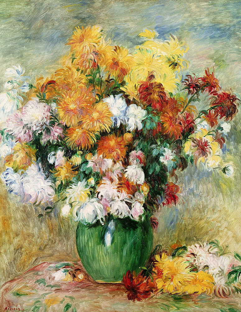             Fototapete "Blumenstrauß mit Chrysanthemen" von Pierre Auguste Renoir
        