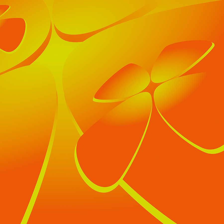 Fototapete mit grafischem Design in Orange-Gelb – Perlmutt Glattvlies
