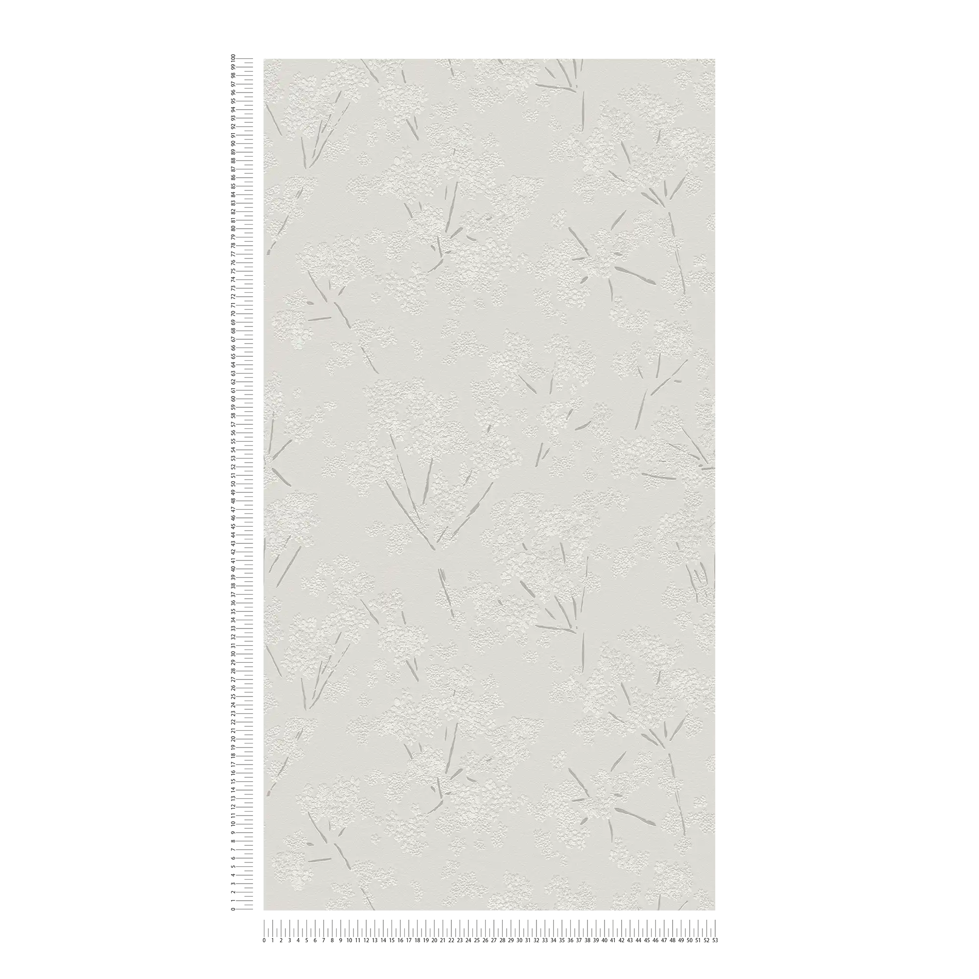            Vliestapete mit abstraktem Blumenmuster – Grau, Weiß
        