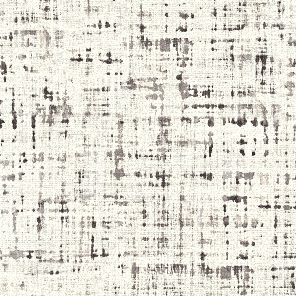             Mustertapete Tweed-Optik meliert, Textil-Look – Weiß, Grau, Schwarz
        