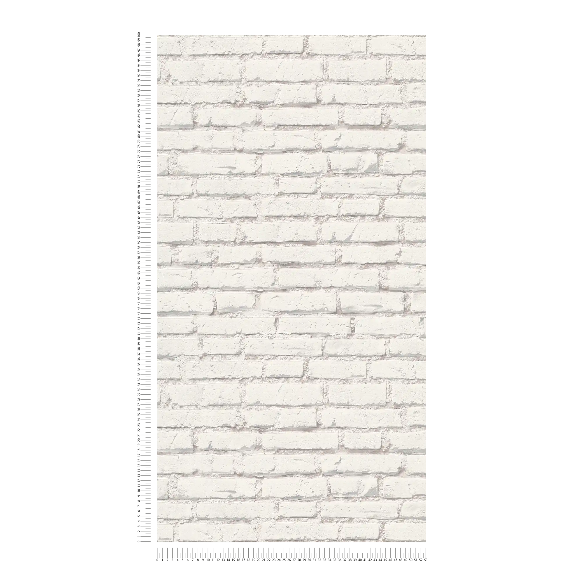             Tapete mit Backsteinmauer mit weißen Steinen und Fugen – Weiß, Grau
        
