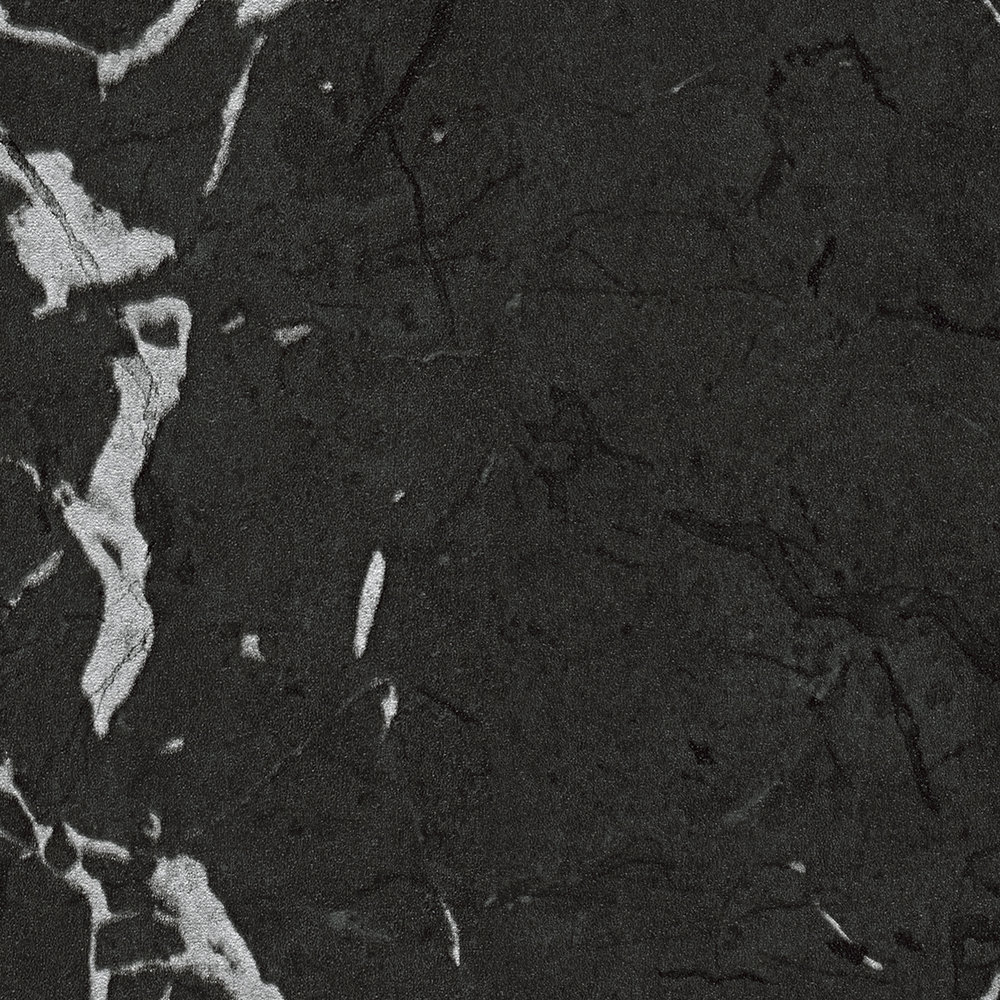             Schwarze Marmor Tapete mit Silber-Effekt – Grau, Metallic, Schwarz
        
