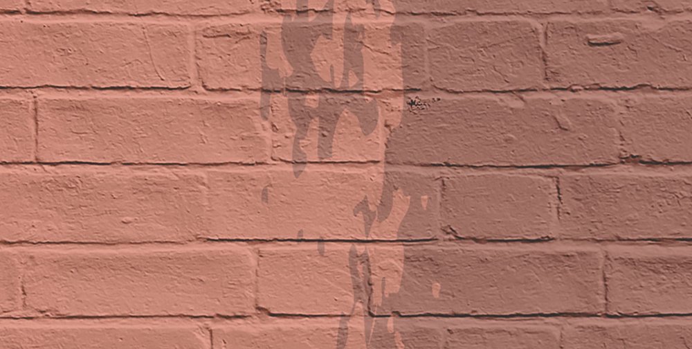             Tainted love 3 - Ziegelwand Fototapete rotbraun – Kupfer, Orange | Struktur Vlies
        