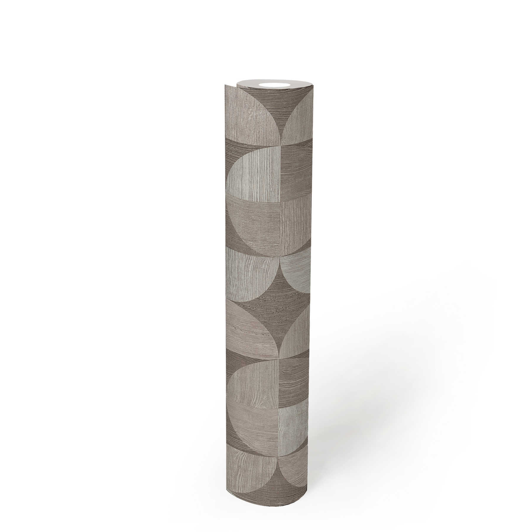             Tapete mit grafischem Muster in Holzoptik – Grau
        