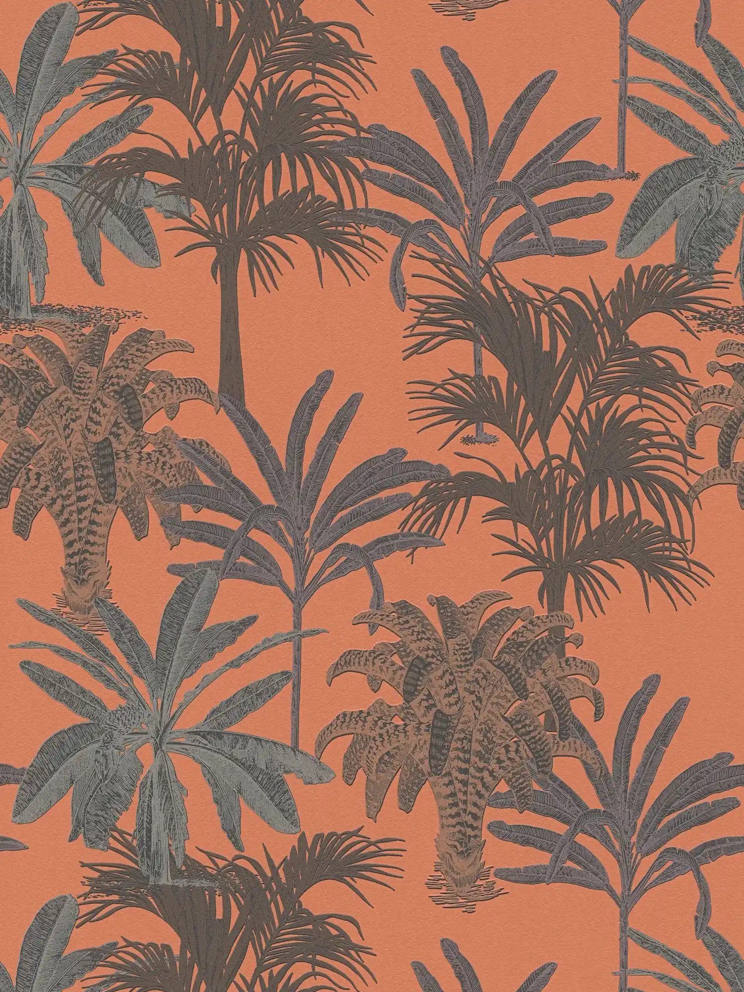 MICHALSKY Vliestapete Palmen Muster Kolonial Stil – Orange, Braun
