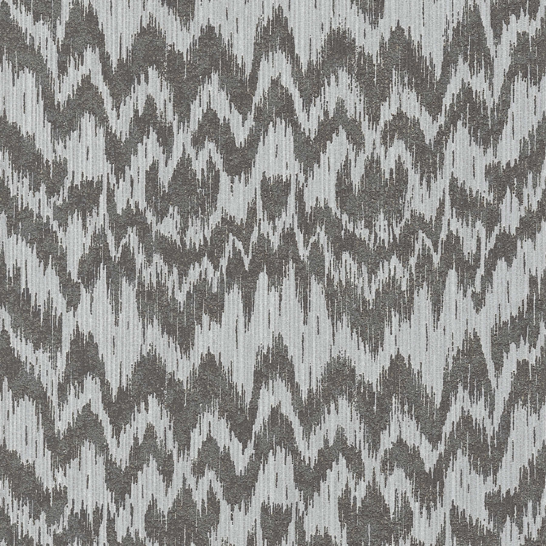 Vliestapete Ethno Stil mit Metallic Textildesign – Grau, Metallic
