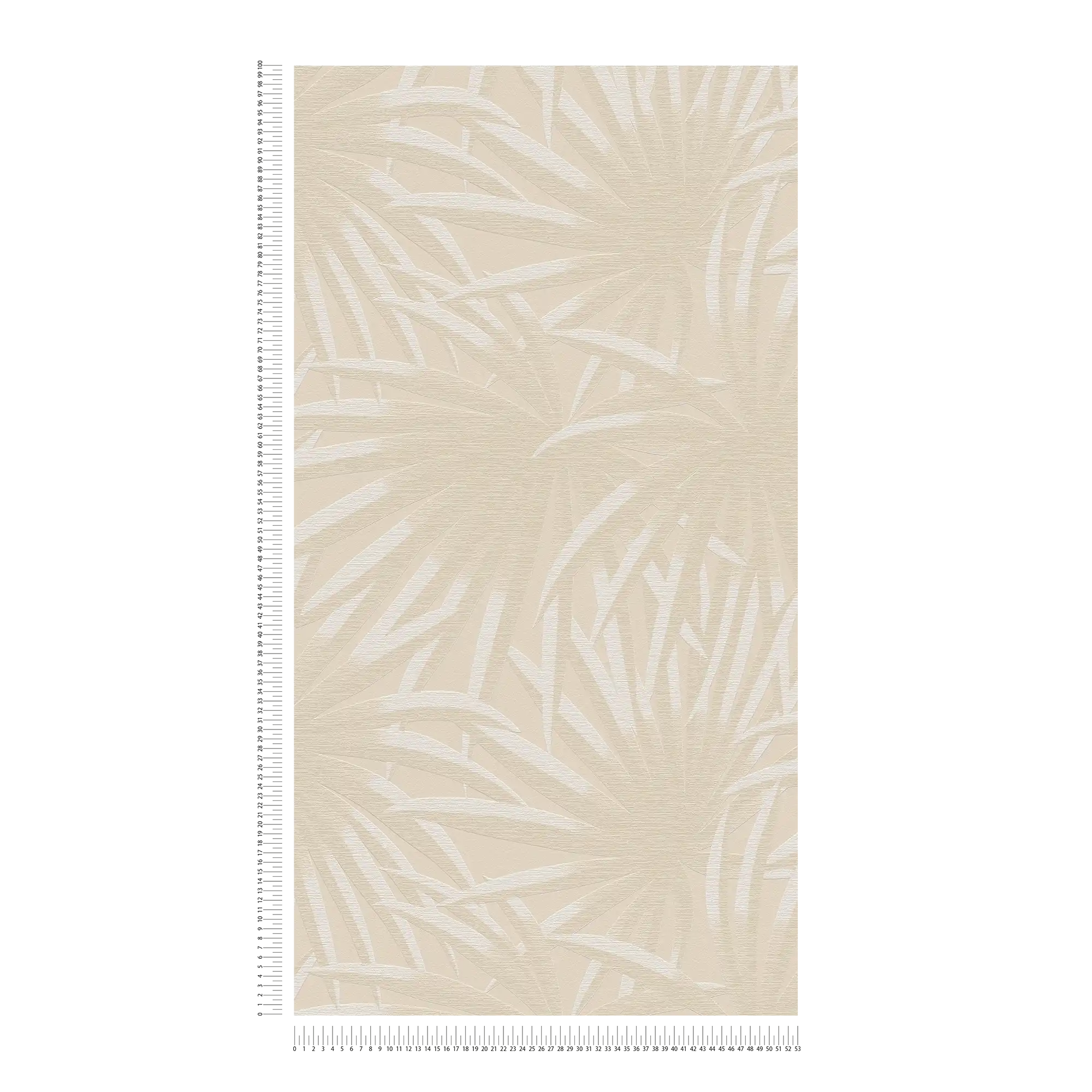             Florale Vliestapete mit Palmenblättern – Beige, Weiß
        
