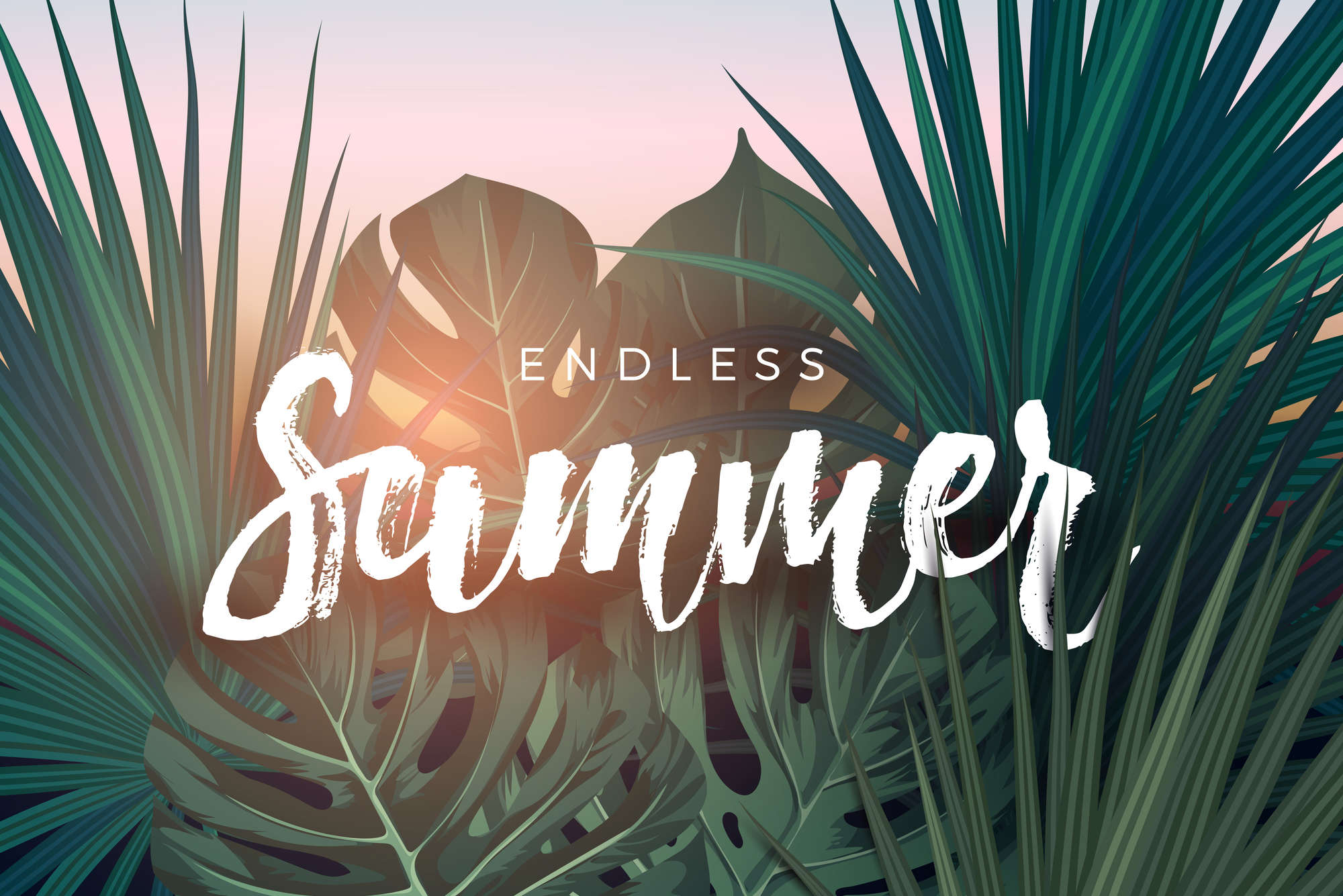             Grafik Fototapete "Endless Summer" Schriftzug auf Premium Glattvlies
        