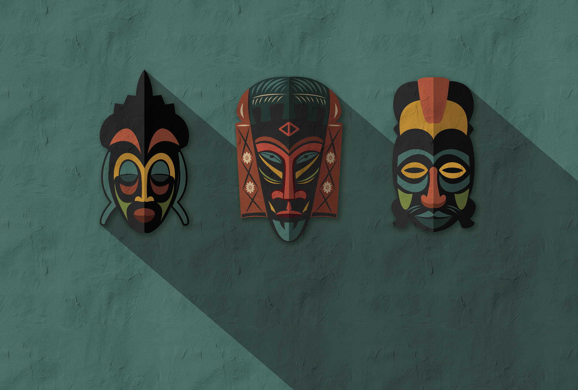             Zulu 3 – Fototapete Petrol Afrika Masken Zulu Design
        