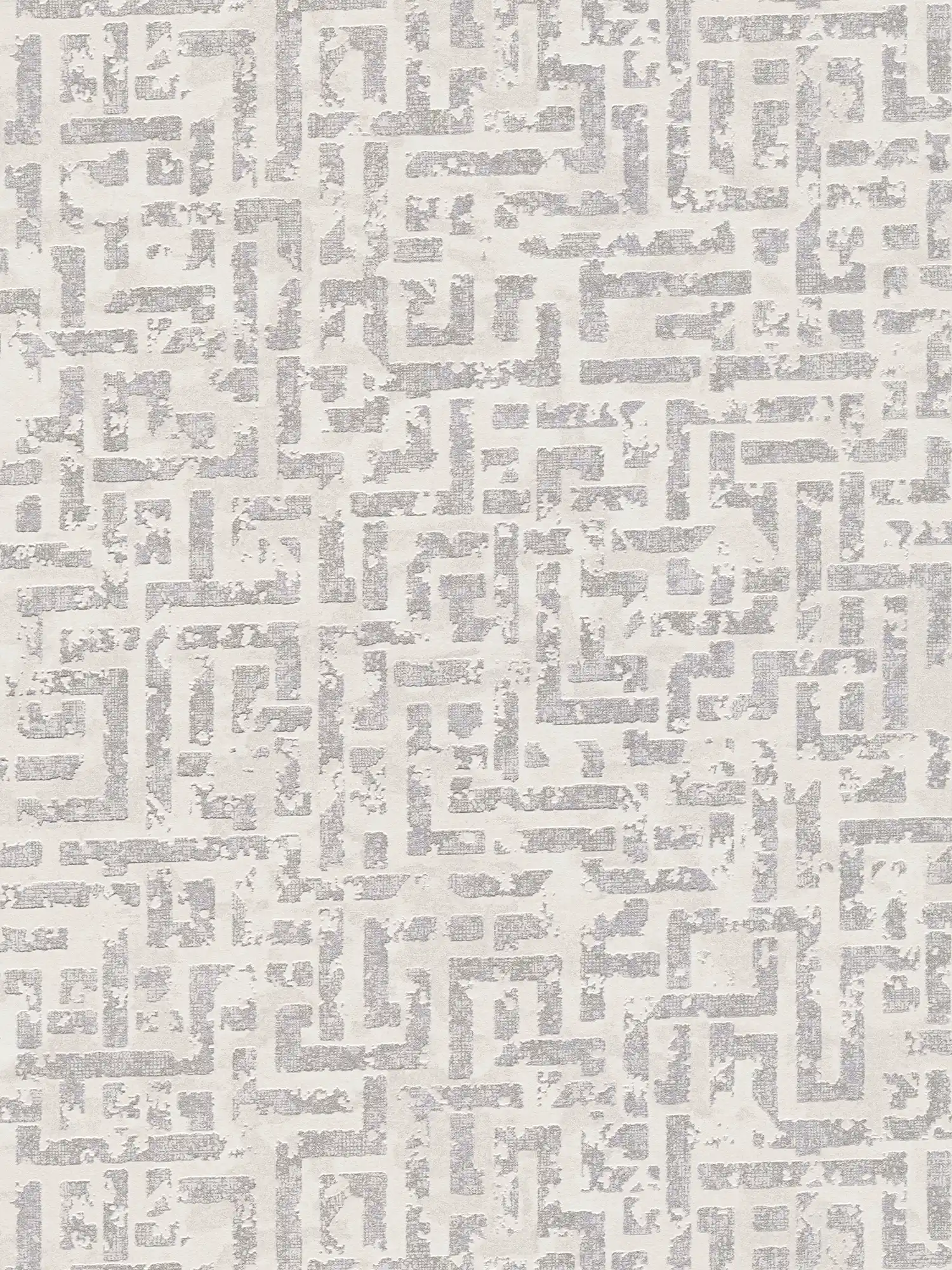 Used Optik Tapete mit Relief-Muster – Weiß, Metallic, Grau
