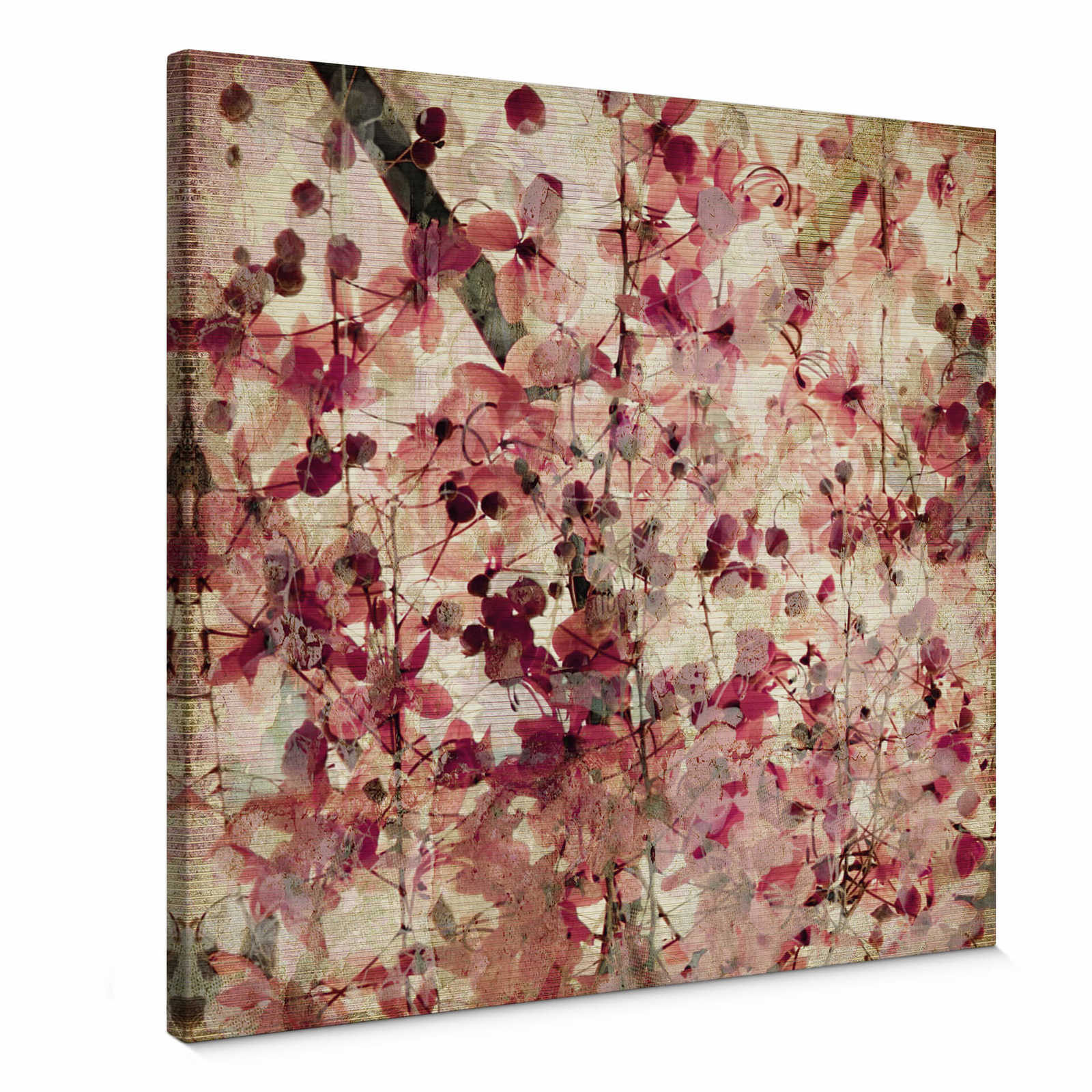 Quadratisches Leinwandbild Vintage mit floralem Muster – 0,50 m x 0,50 m
