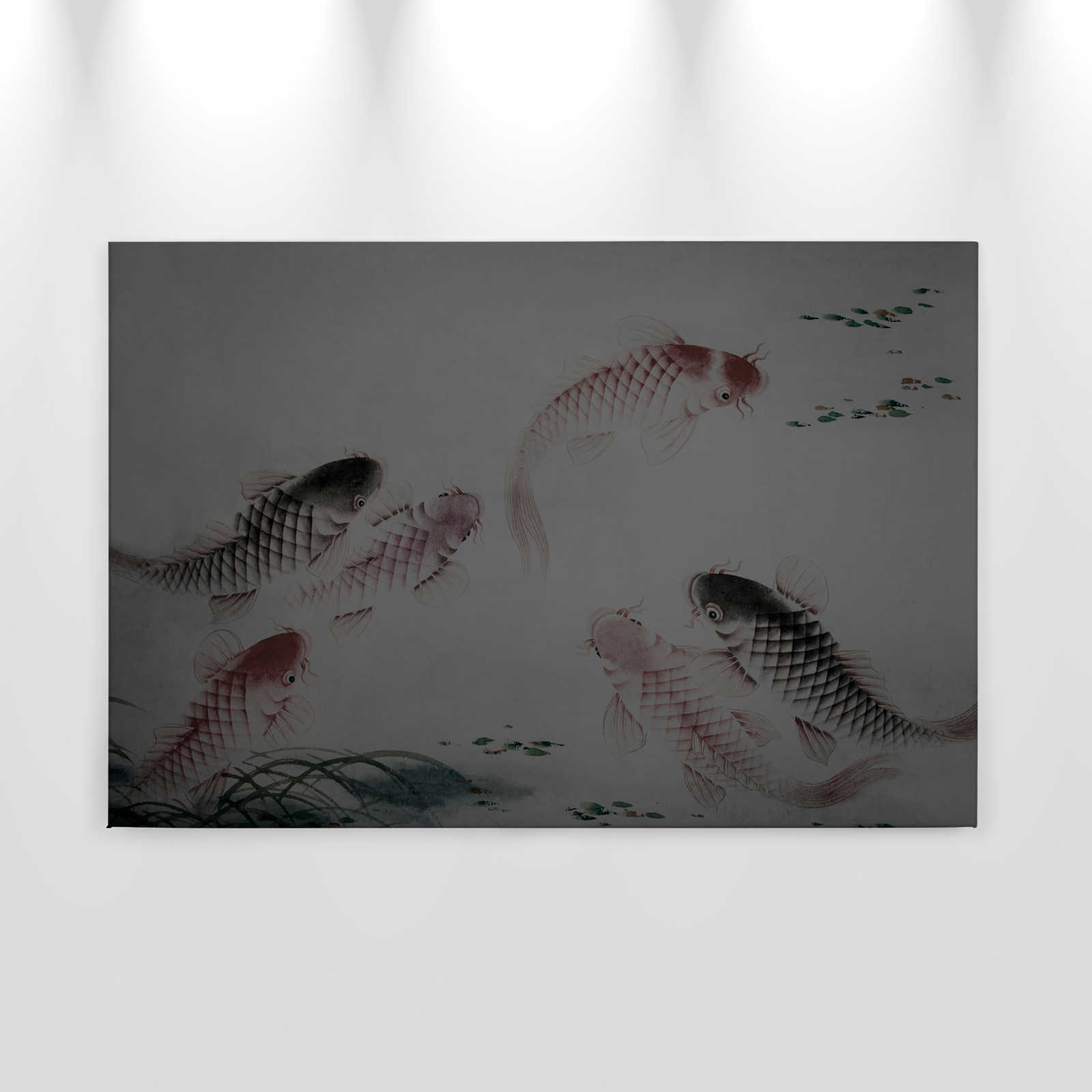             Leinwandbild Asia Style mit Koi-Teich | grau – 0,90 m x 0,60 m
        