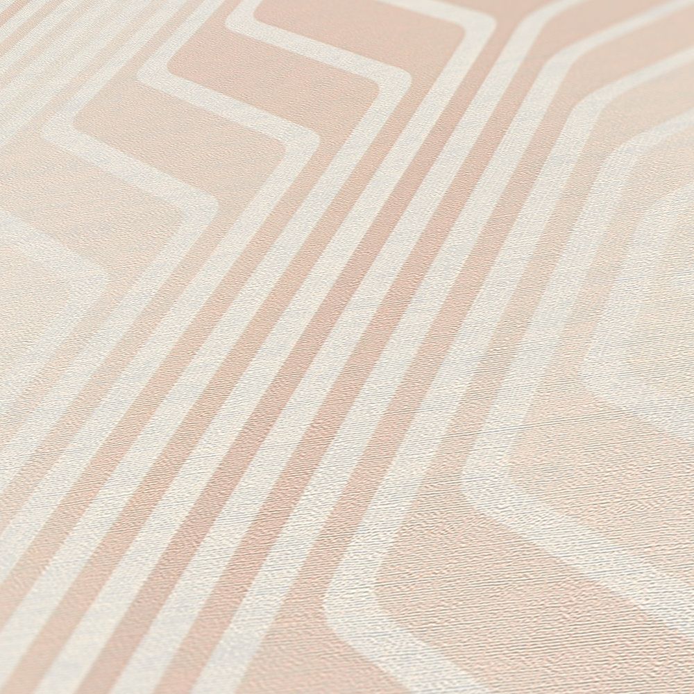             Retro Tapete mit Rauten Bemusterung in sanften Farben – Beige, Creme, Weiß
        