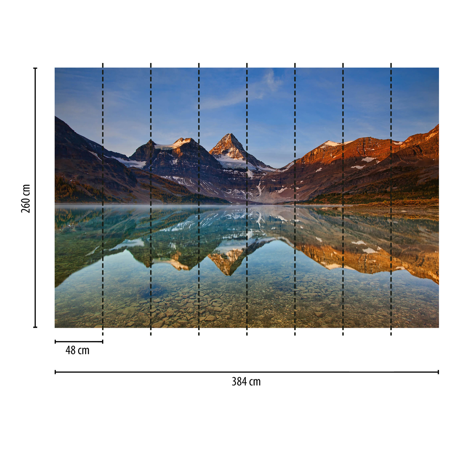             Fototapete Landschaft Berge und See – Braun, Blau
        