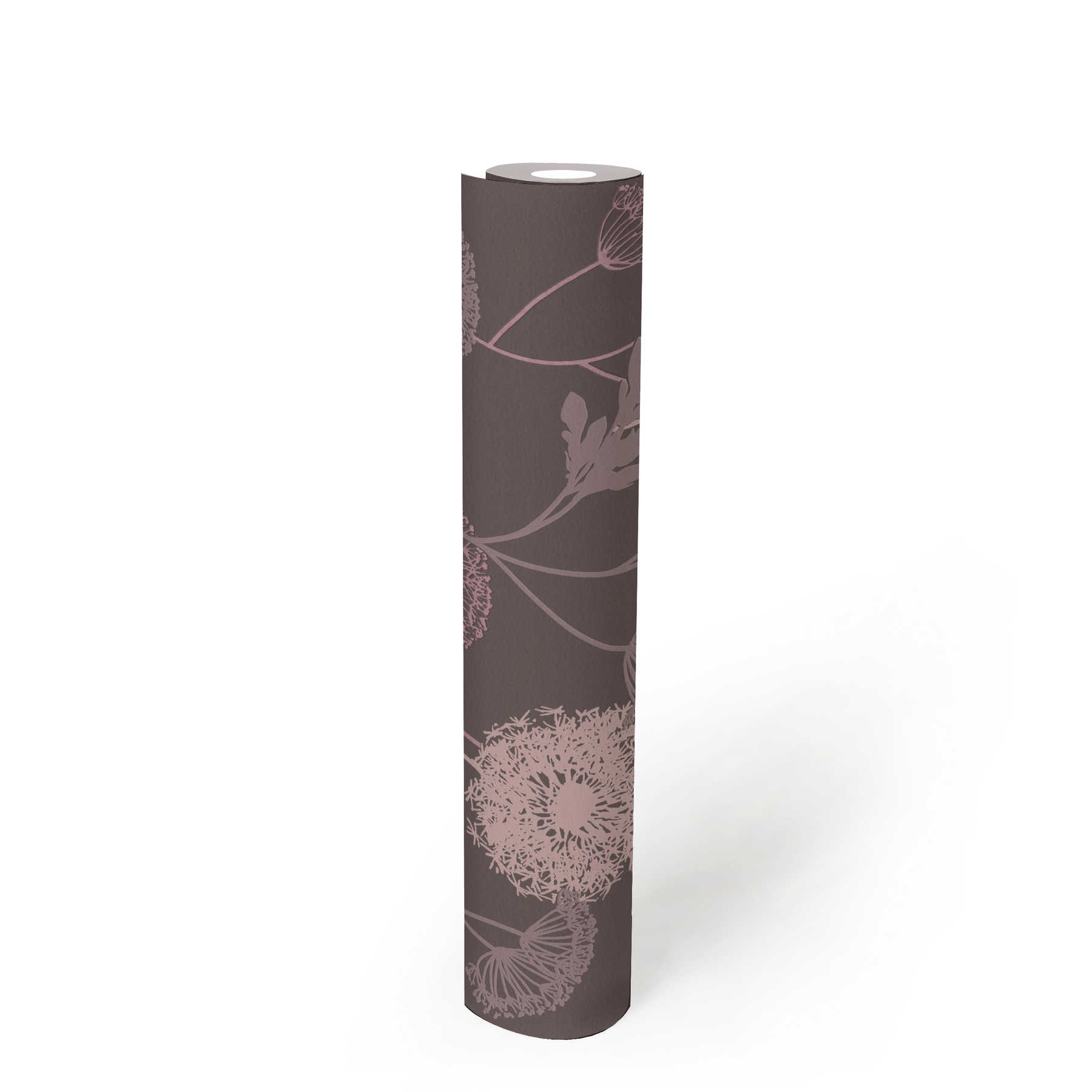             Strukturtapete mit Blüten-Muster in warmen Farben – Braun, Rosa, Beige
        