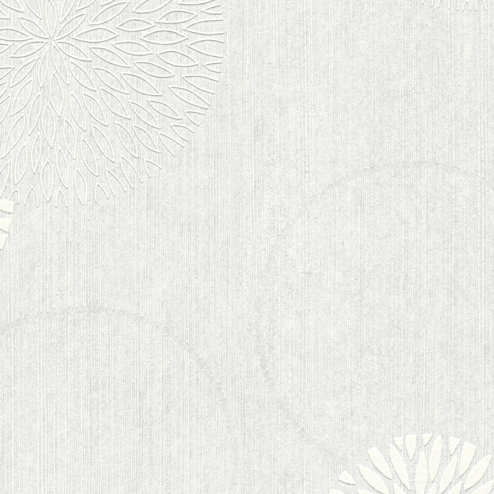             Grafiktapete Punktmuster Blüten – Überstreichbar, Weiß
        