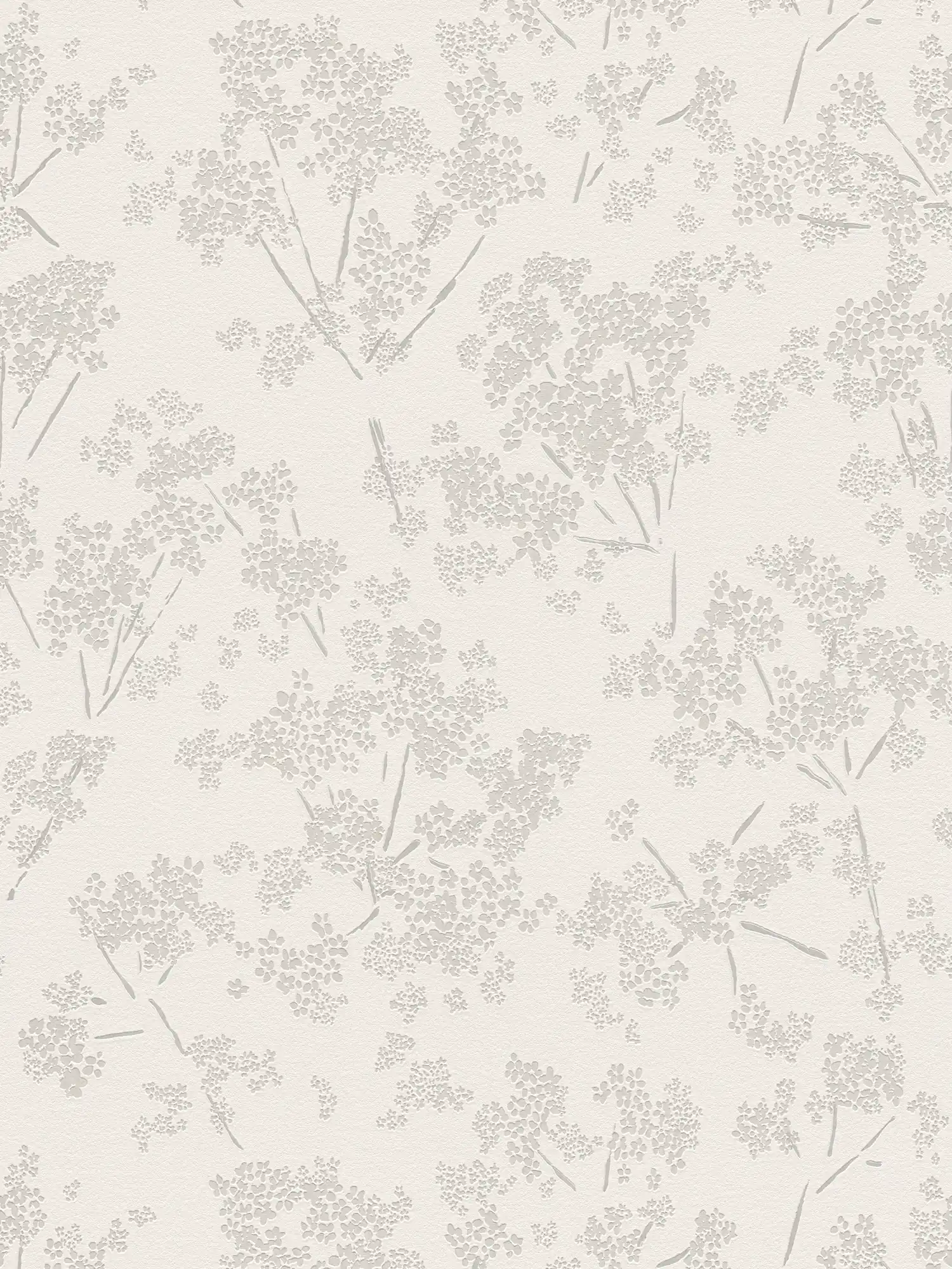 Vliestapete mit floralem Muster – Weiß, Grau
