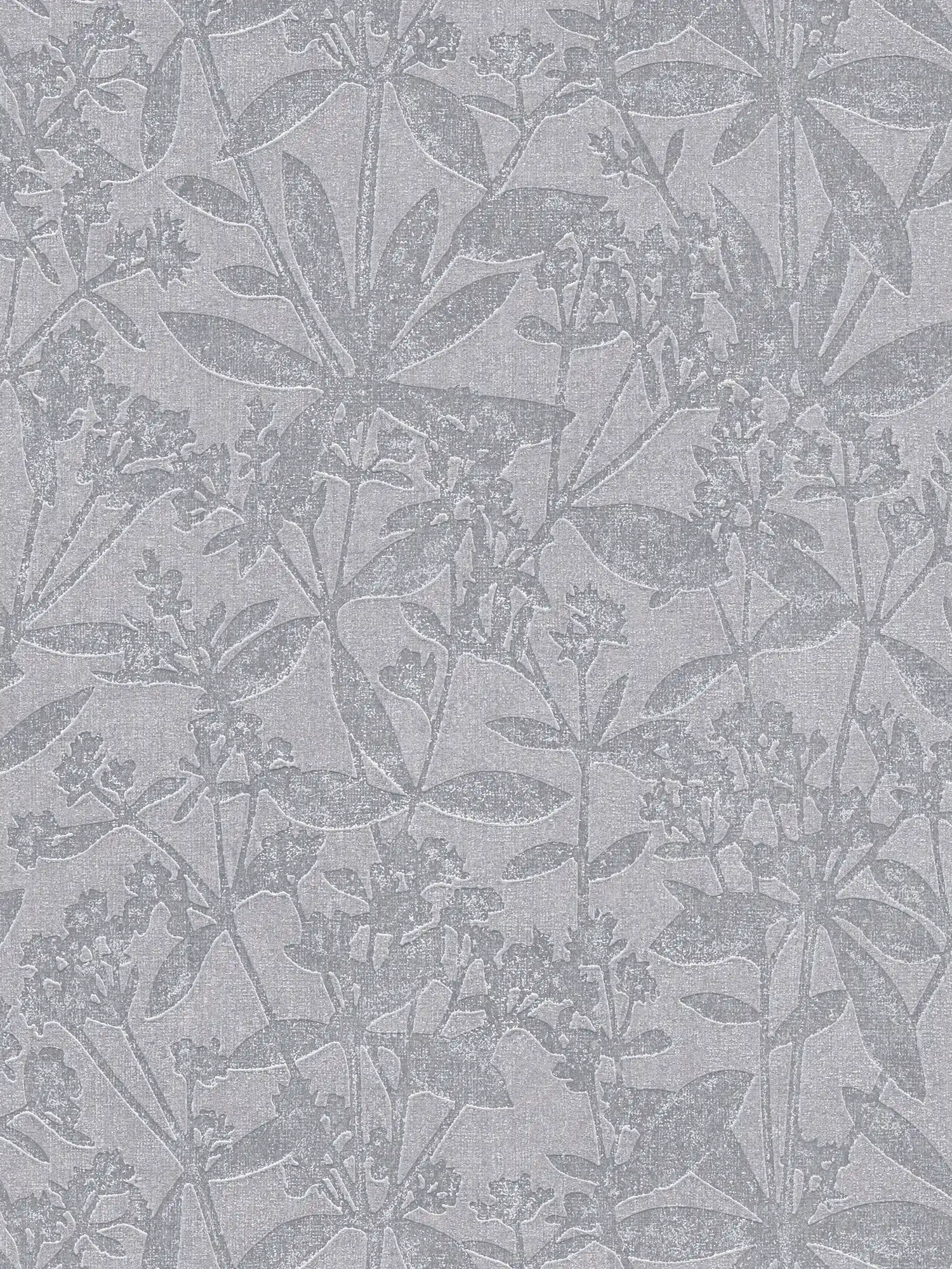 Florale Vliestapete mit Blumen Strukturmuster – Grau, Blau
