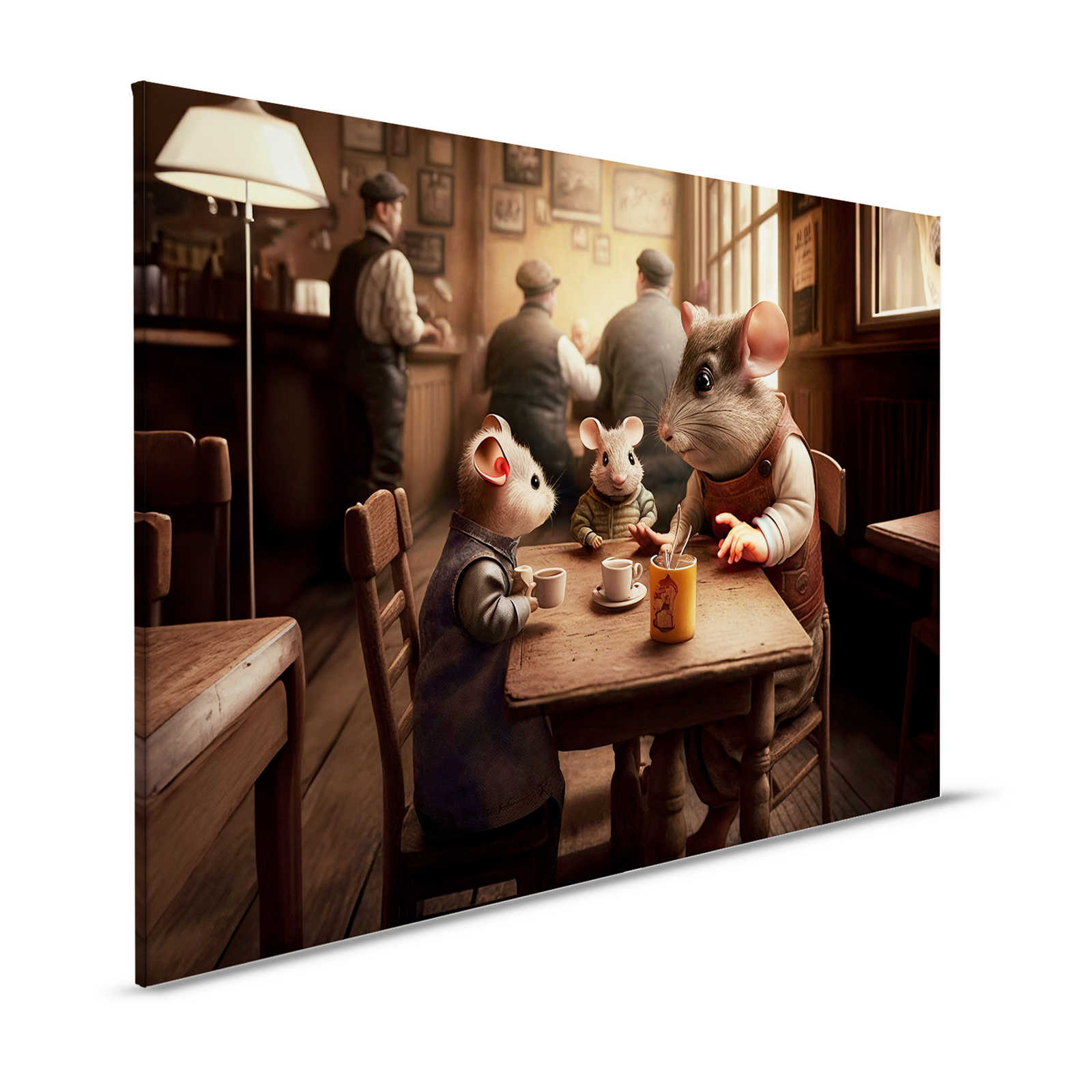 KI-Leinwandbild »Café au Mouse« – 120 cm x 80 cm
