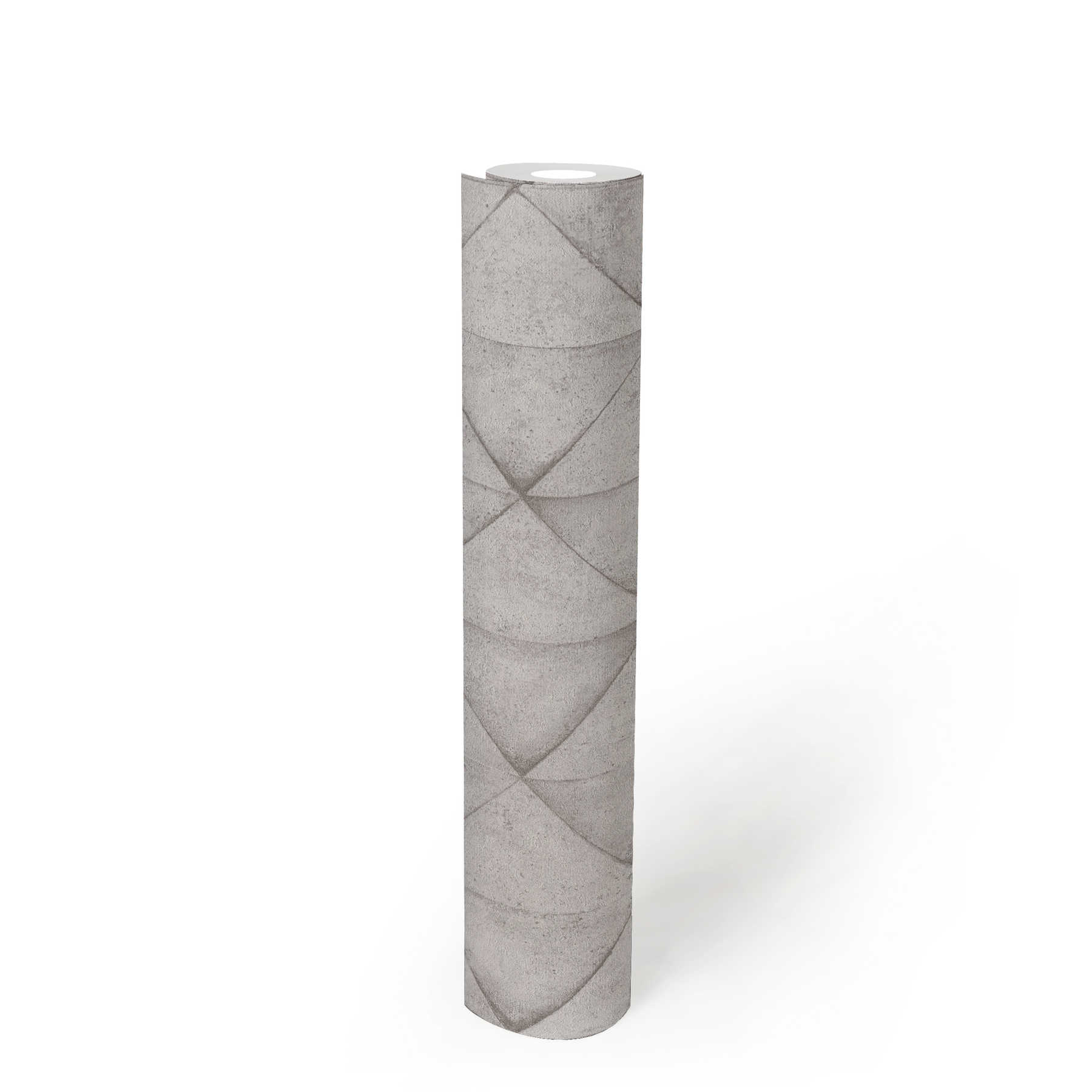             Betonoptik Tapete Kachel-Muster, 3D Used Look – Grau, Weiß
        