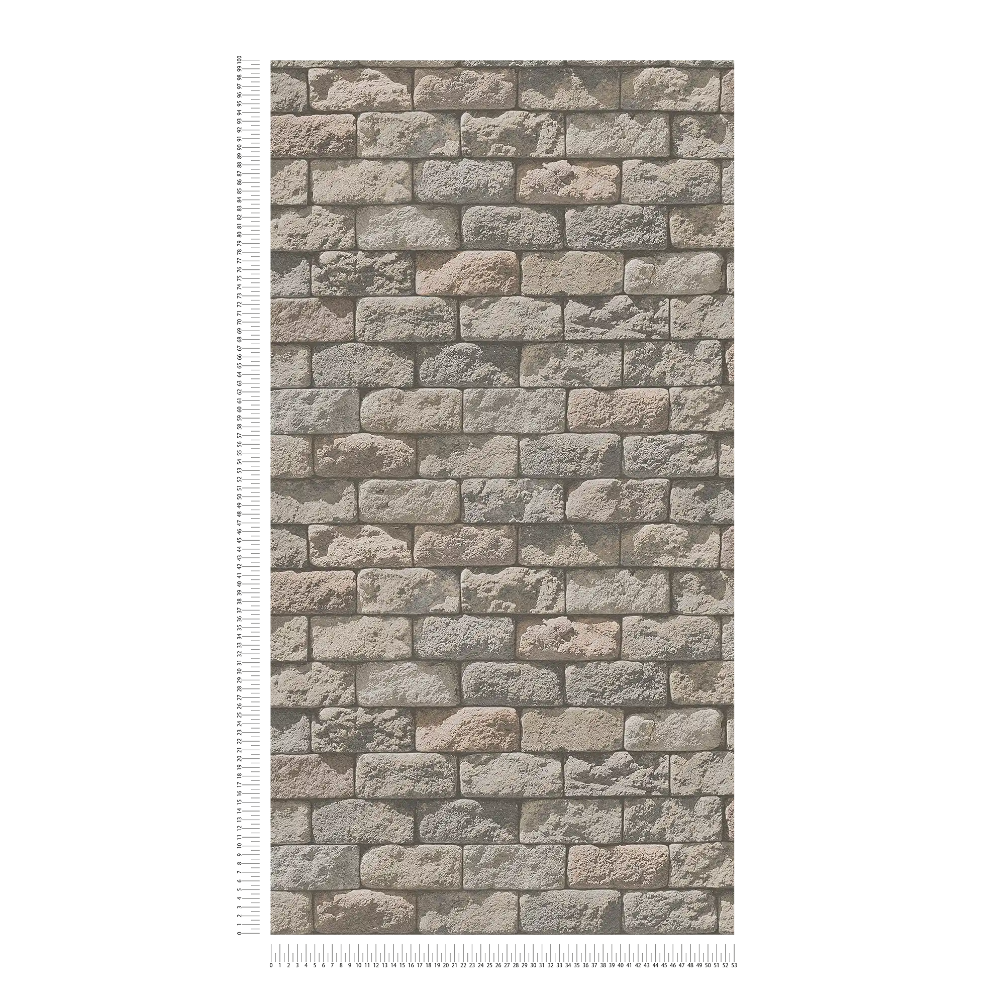             Steintapete mit Mauerwerk, Schattenwurf & 3D-Optik – Beige, Creme
        