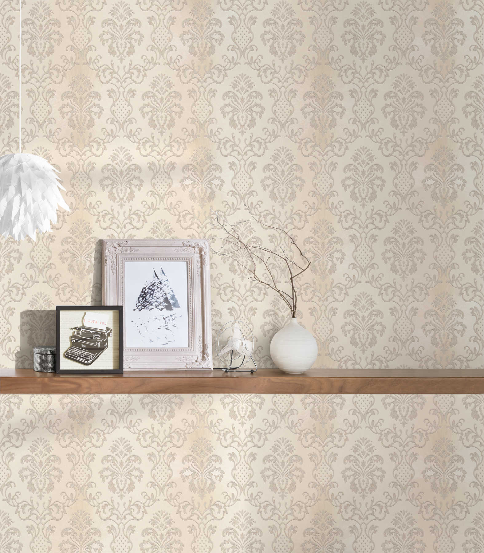             Ornament Tapete Colonial Style – Creme, Grau
        