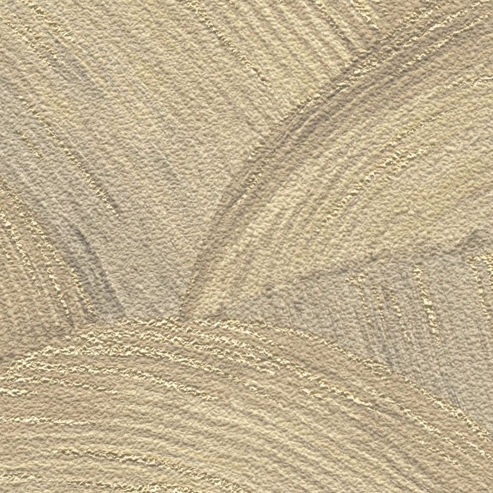             Vliestapete mit glänzenden Wellenmuster – Beige, Braun, Gold
        