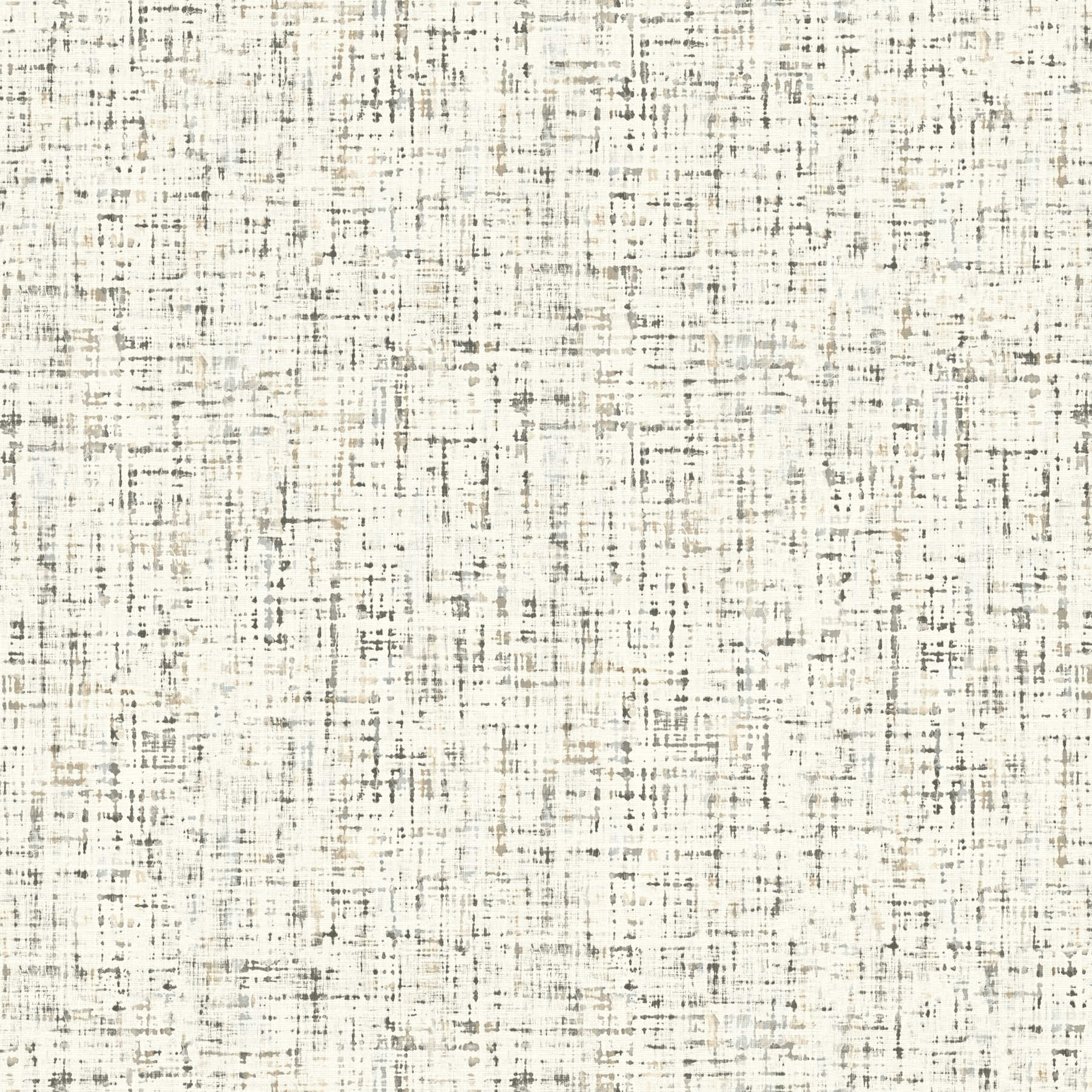 Mustertapete Tweed-Optik meliert, Textil-Look – Weiß, Schwarz, Braun
