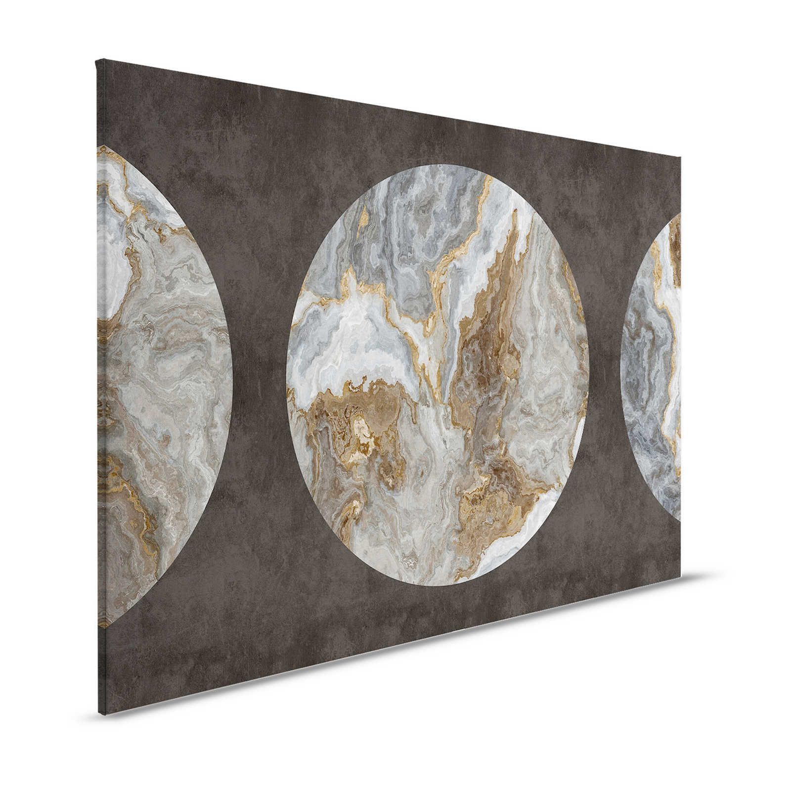 Luna 1 - Marmor Leinwandbild Kreis Design & schwarze Putzoptik – 1,20 m x 0,80 m
