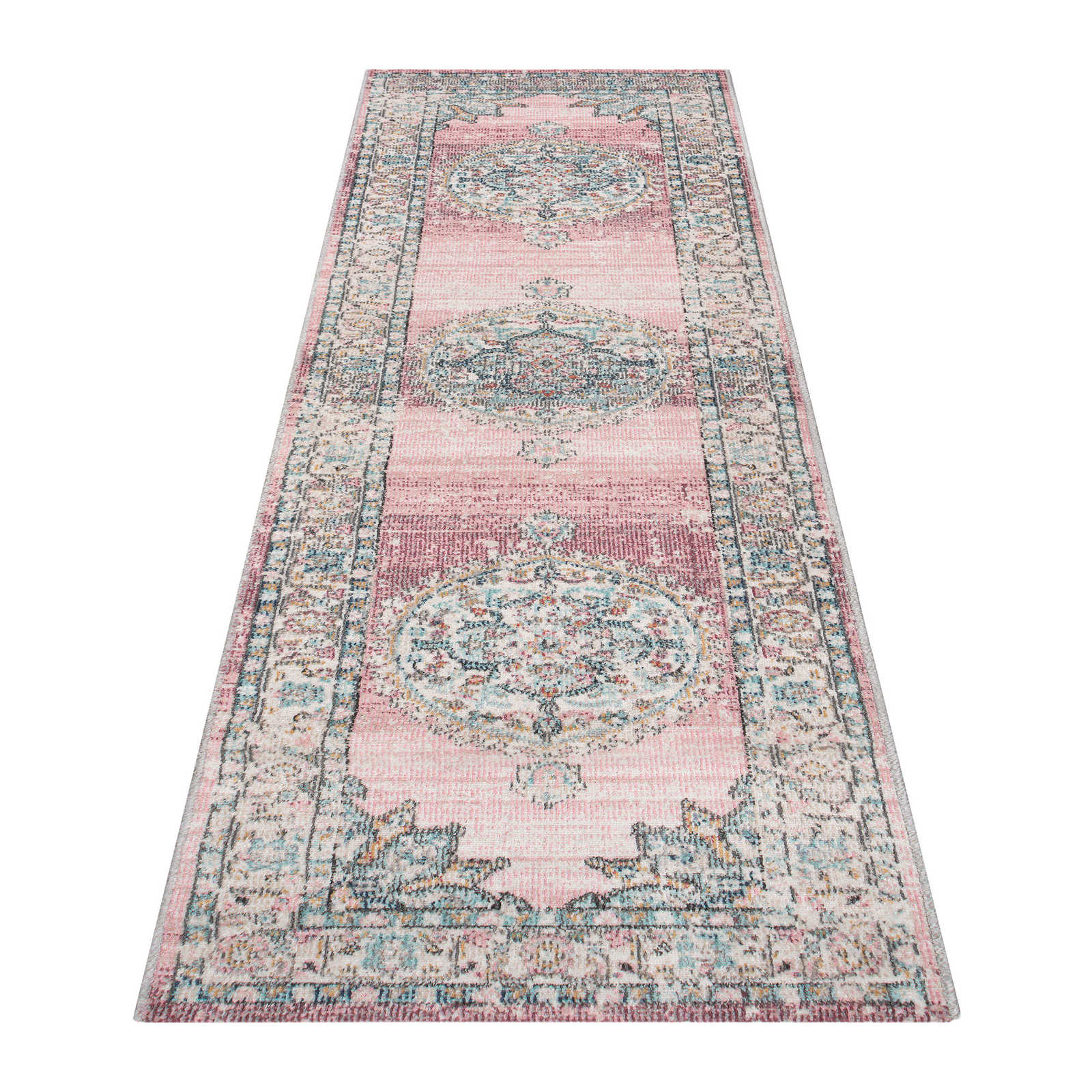 Teppich aus Flachgewebe mit Pinken Akzenten als Läufer – 300 x 80 cm
