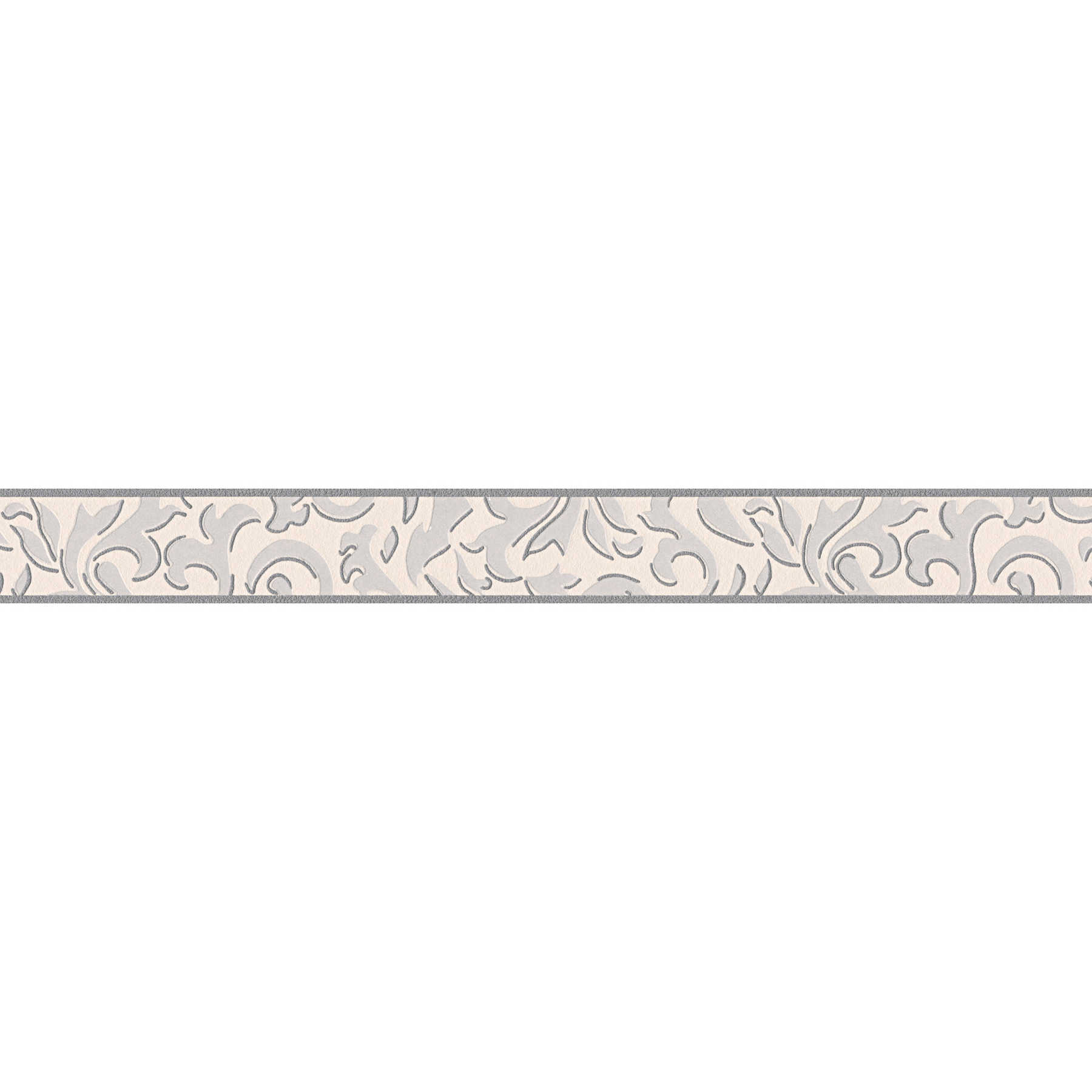 Tapetenbordüre modernes Stuck Muster – Grau, Metallic
