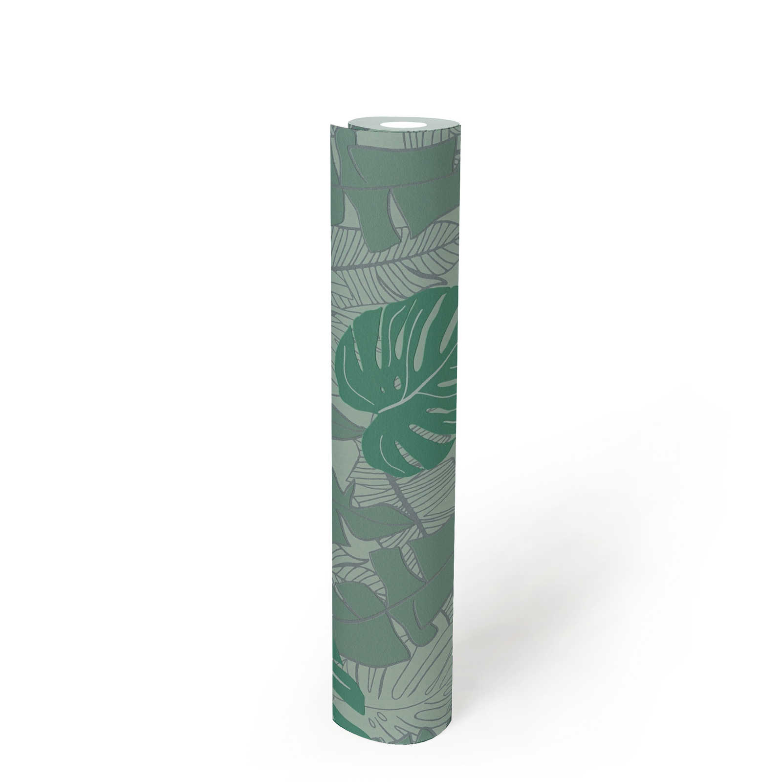             Dschungeltapete mit glänzendem Muster – Grün, Metallic
        