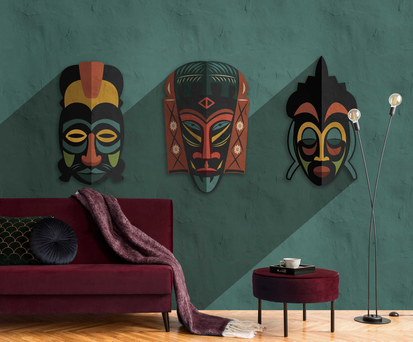             Zulu 3 – Fototapete Petrol Afrika Masken Zulu Design
        