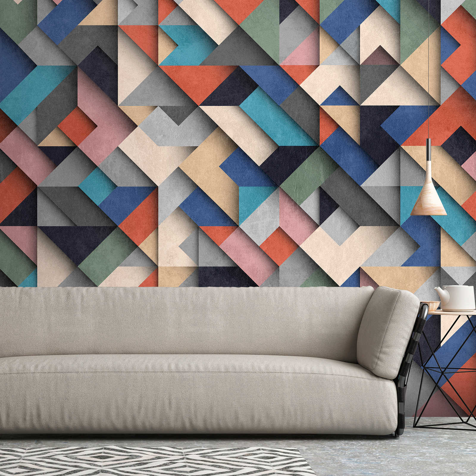 Tapeten Neuheit | 3D Motivtapete mit geometrischem Colour Block Design
