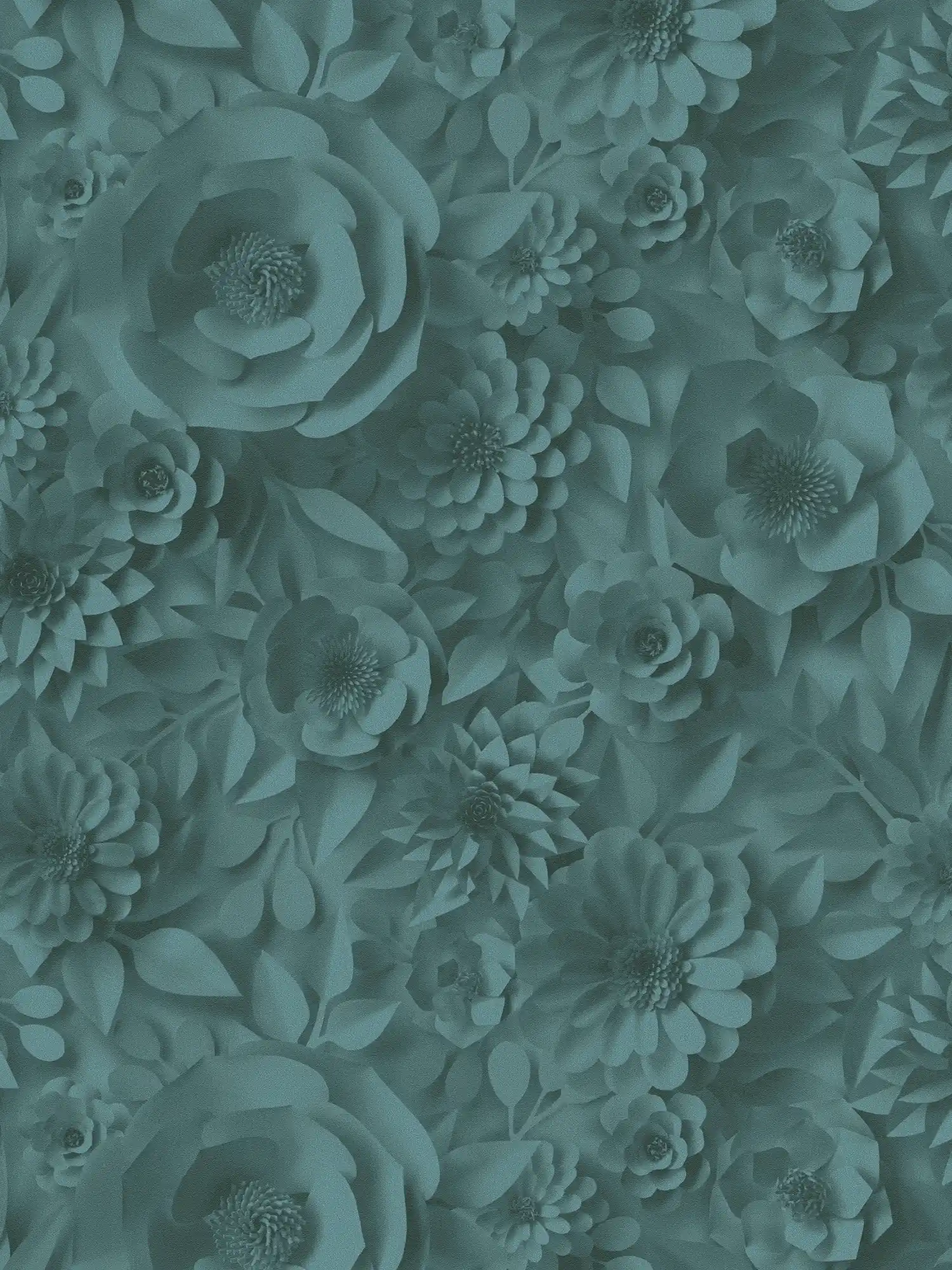 3D Tapete mit Papierblumen, Grafik Blüten-Muster – Grün
