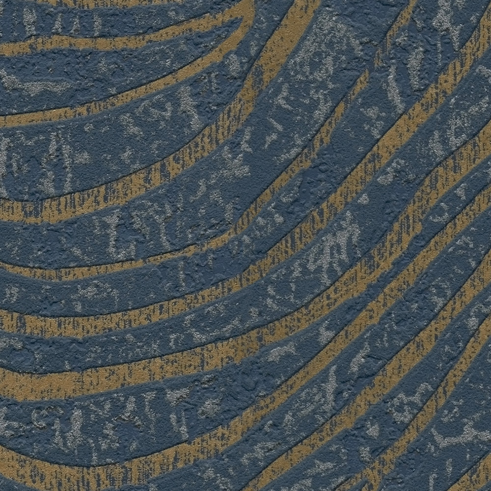             Tapete mit abstraktem Hügel Muster – Dunkelblau, Gold
        