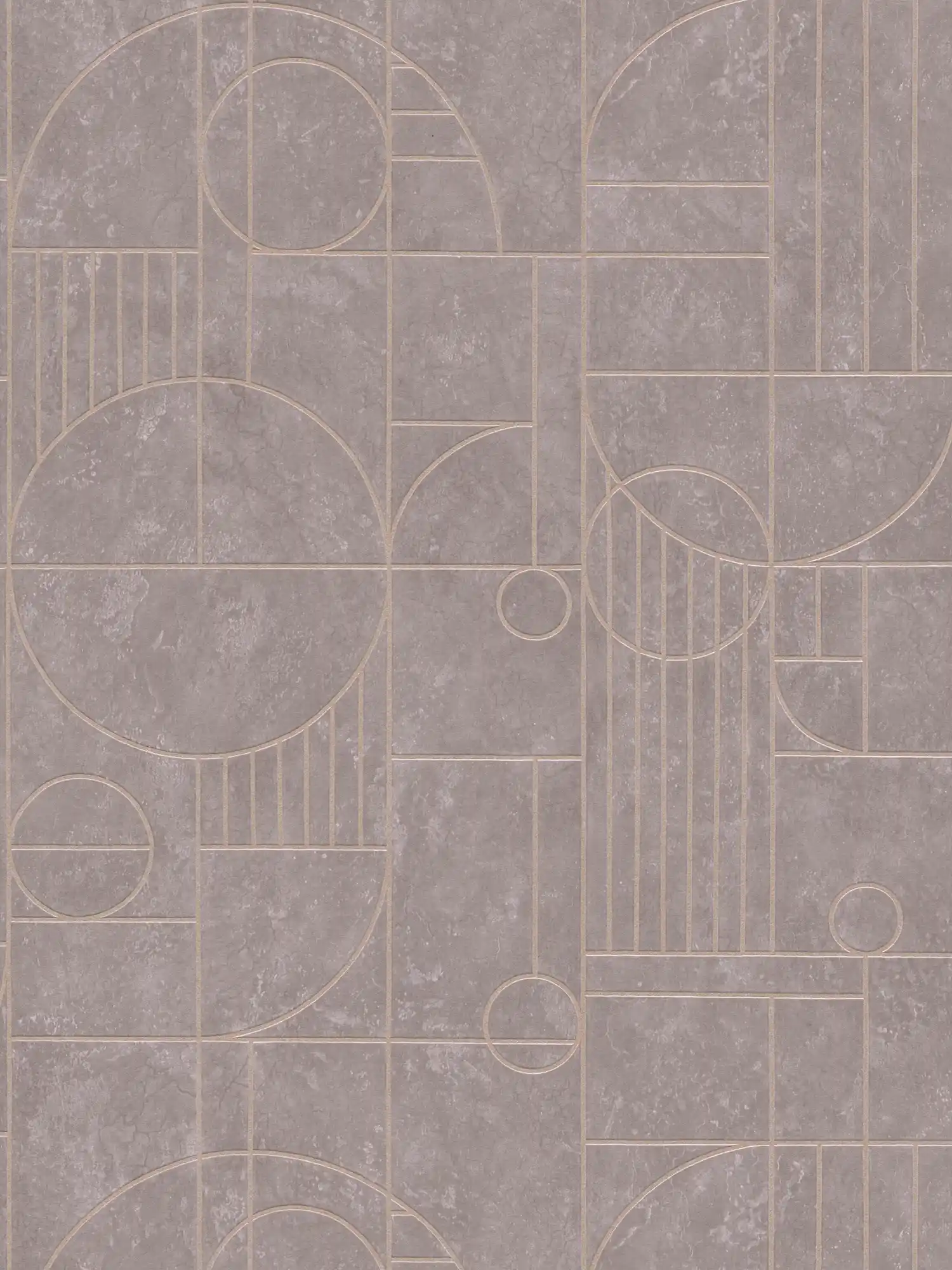Fliesenoptik Tapete Art Deco Design marmoriert – Grau, Metallic
