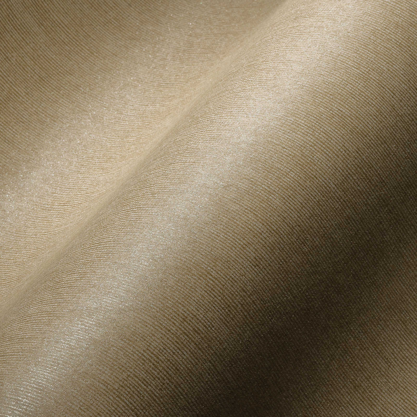            Beige Tapete mit Textiloptik & goldenem Schimmer Effekt – Gold, Beige
        
