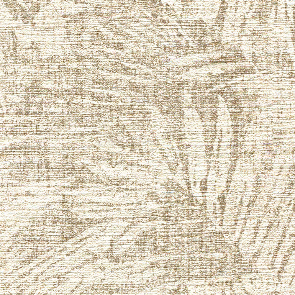             Tapete Blätter Muster & Leineneffekt im Kolonial Stil – Braun, Beige
        