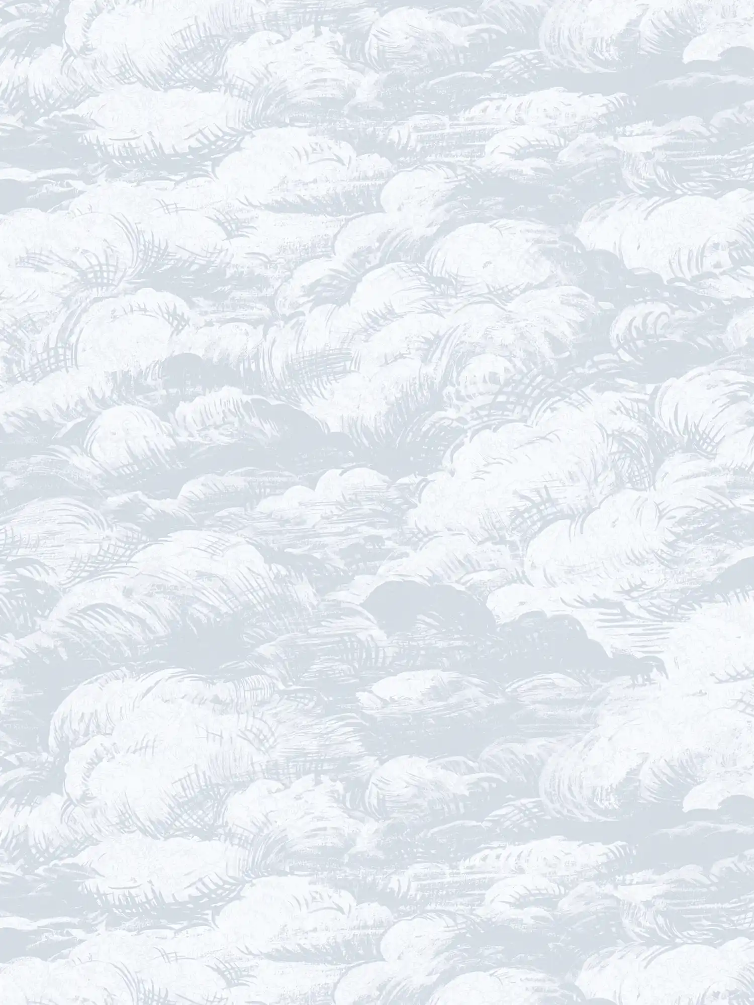 Vliestapete Hellgrau Wolkenmotiv im Vintage Stil – Grau, Weiß
