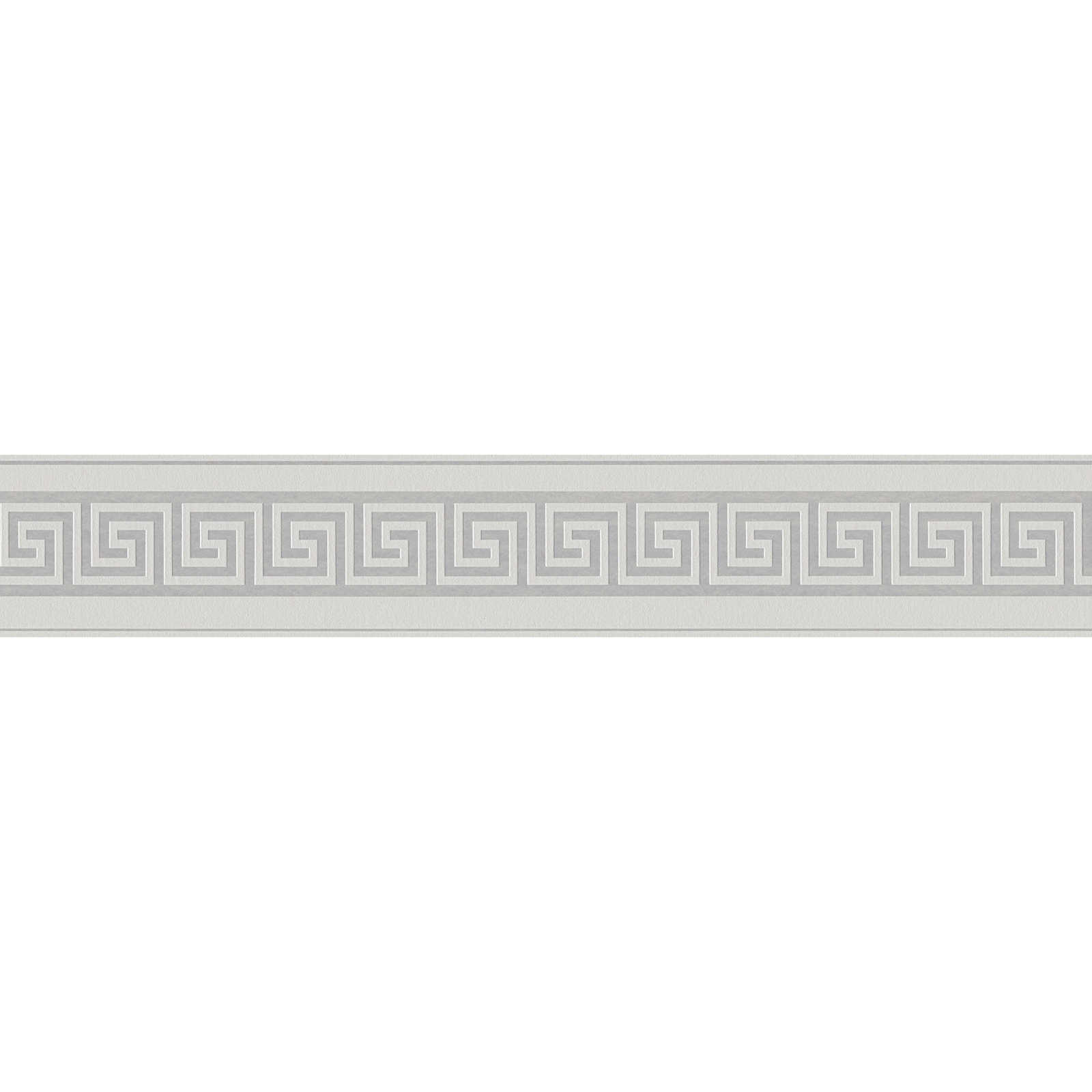 Silbergraue Tapetenbordüre mit Klassik Muster
