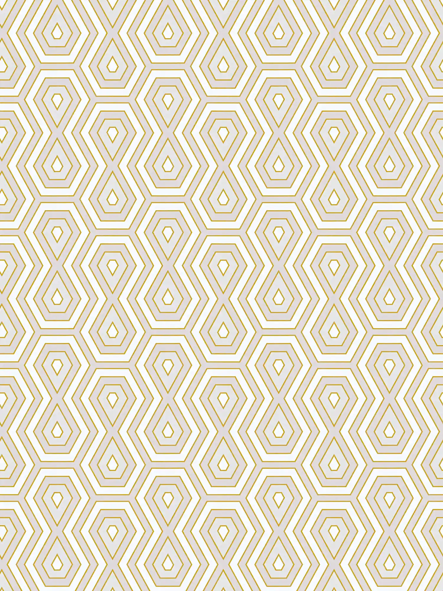 Tapete Grau & Gold mit Grafik Design im Retro Stil – Gold, Weiß, Grau
