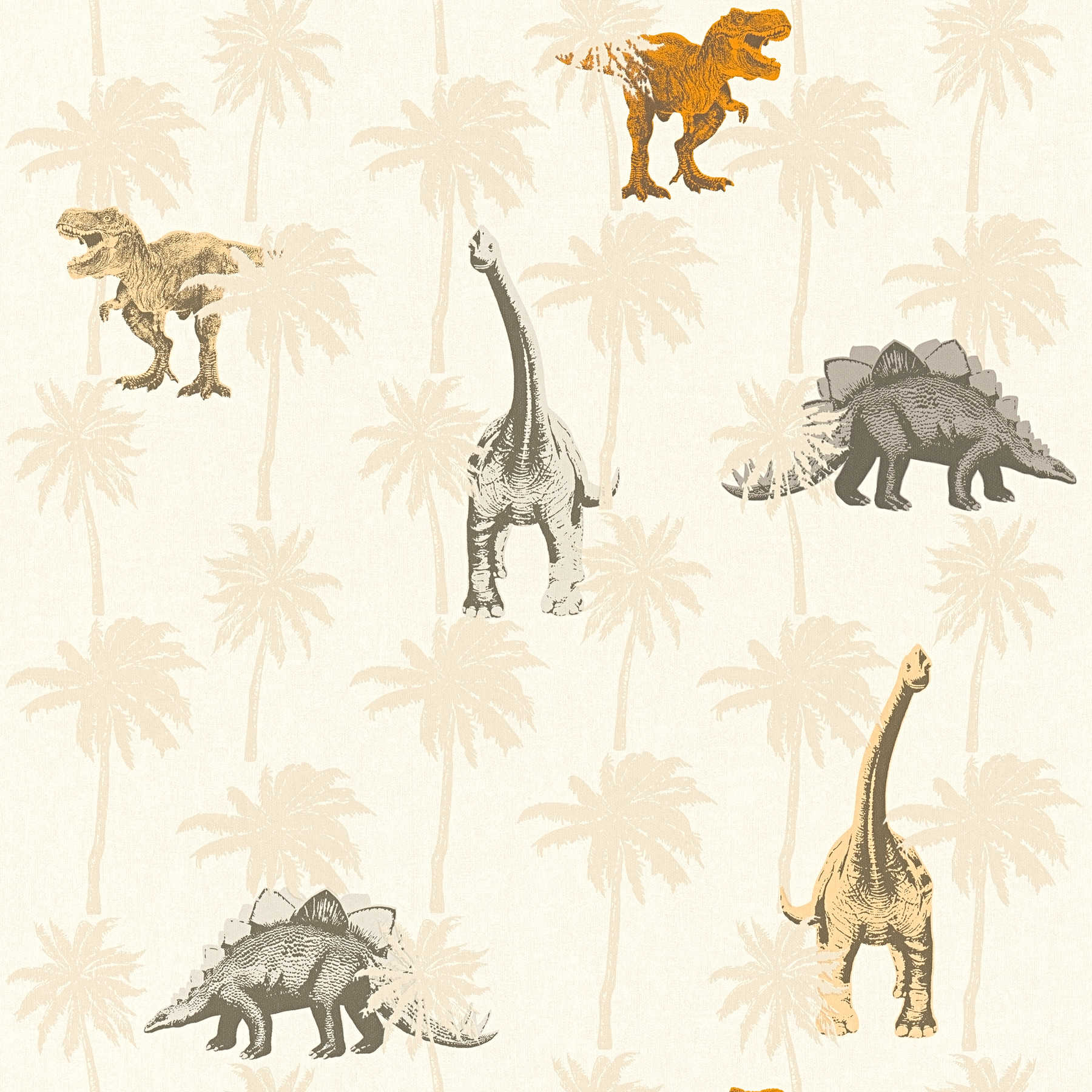         Dinosaurier Tapete mit Palmen für Kinder – Orange
    