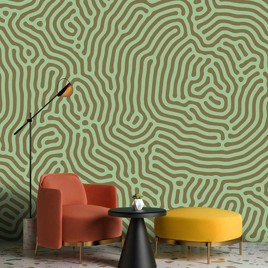         Sahel 1 – Grüne Fototapete Labyrinth Muster Salbeigrün
    