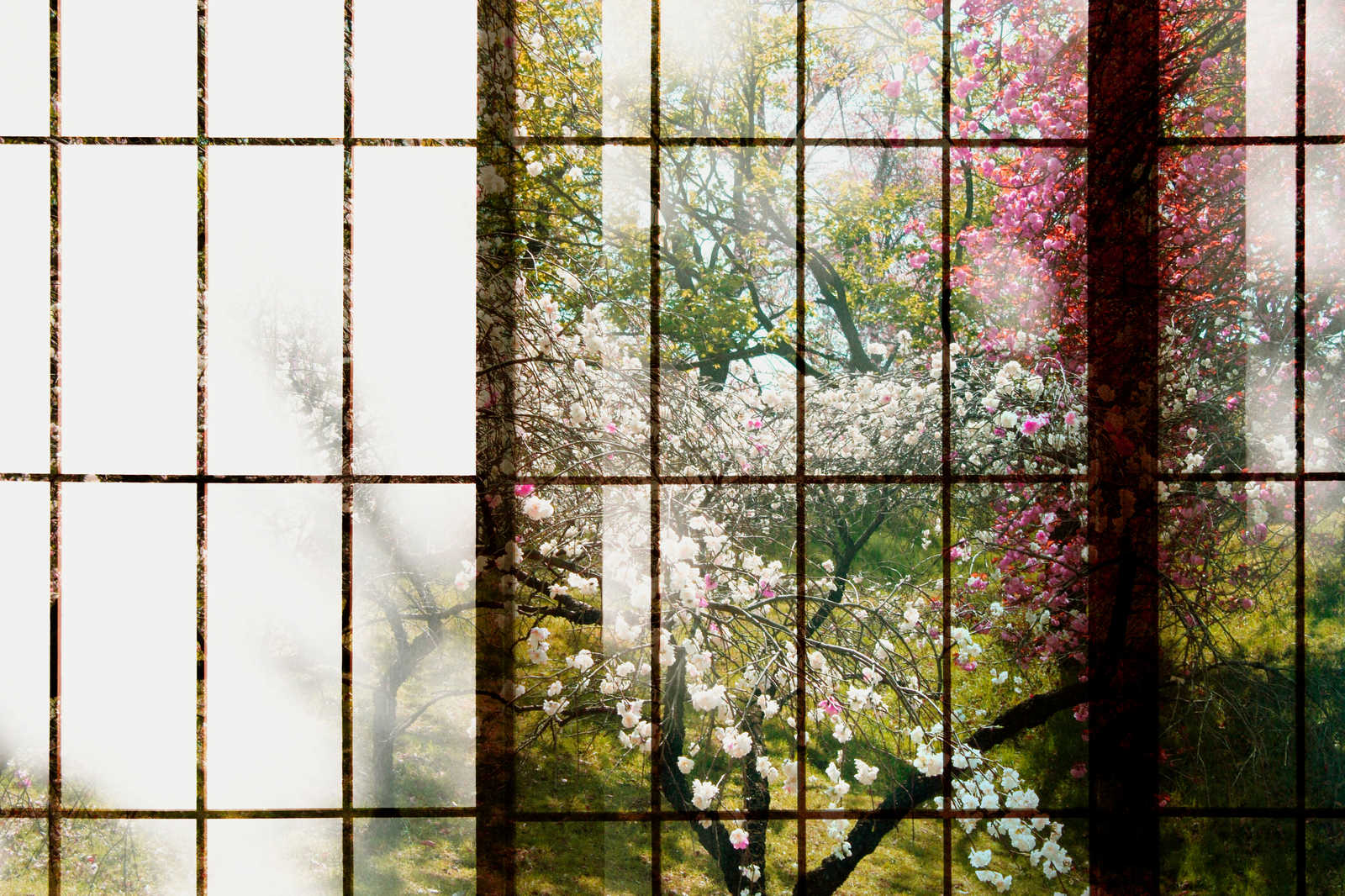             Orchard 1 - Leinwandbild, Fenster mit Garten Ausblick – 1,20 m x 0,80 m
        