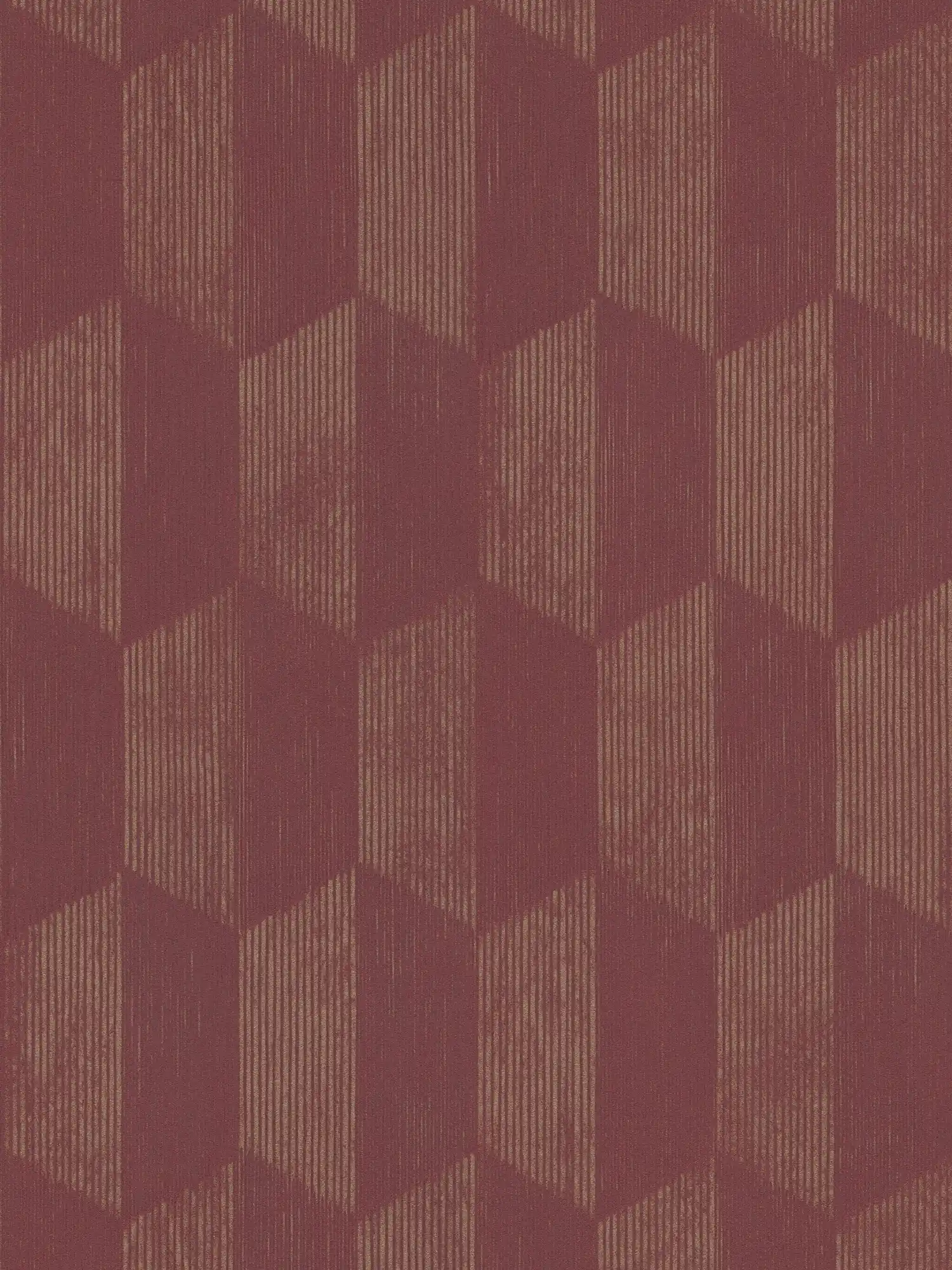 Strukturtapete mit 3D Grafik Muster – Metallic, Rot
