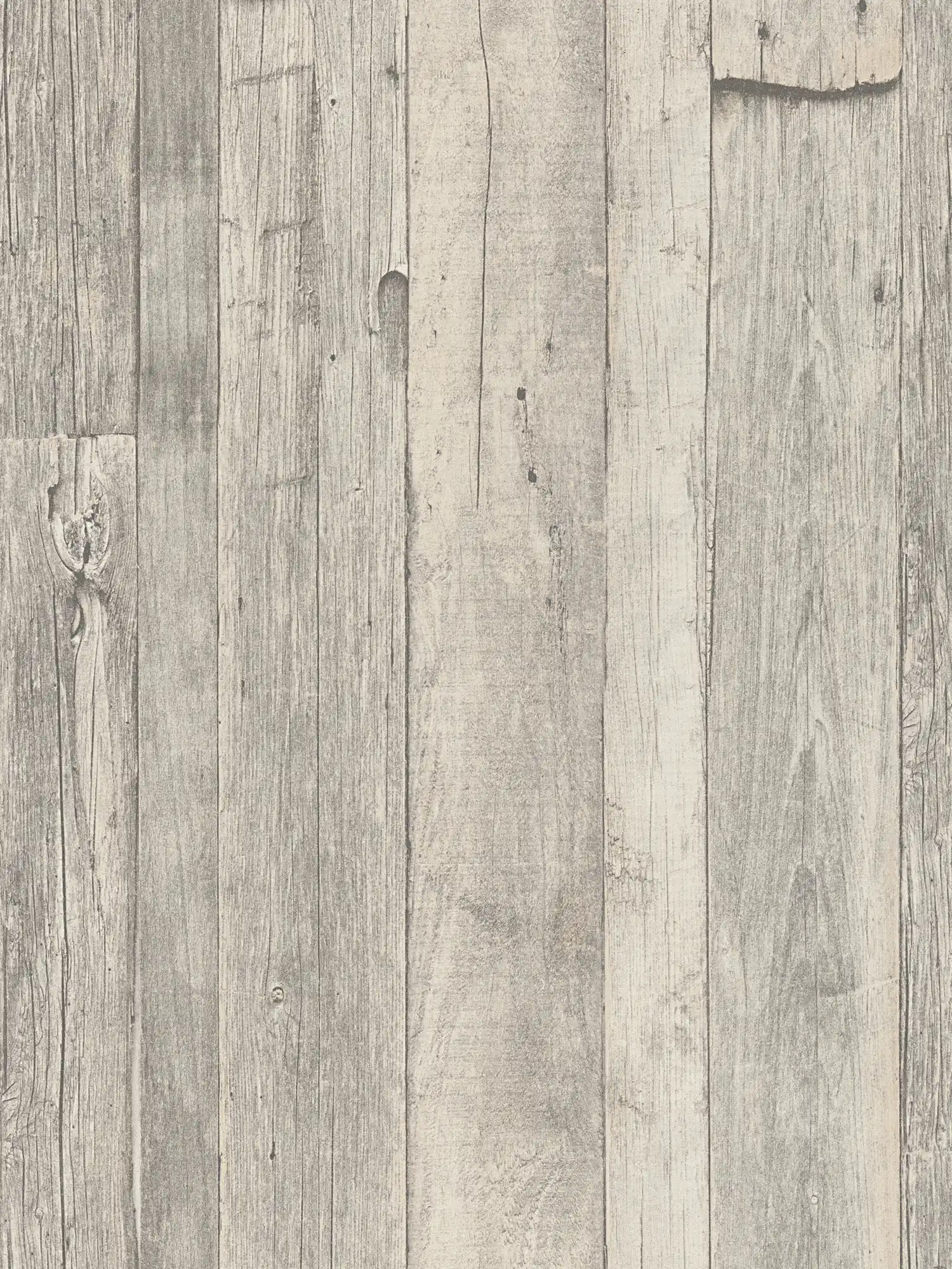         Holz-Tapete mit Brettern & Maserung im Vintage Design – Grau, Beige, Creme
    
