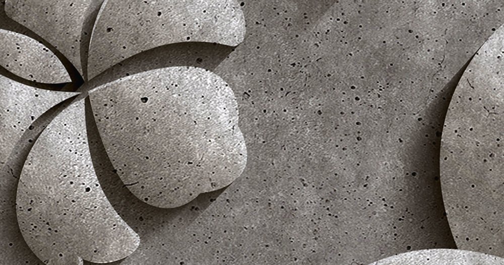             Relief 1 - Fototapete in Beton Struktur eines Blütenrelief – Grau, Schwarz | Mattes Glattvlies
        