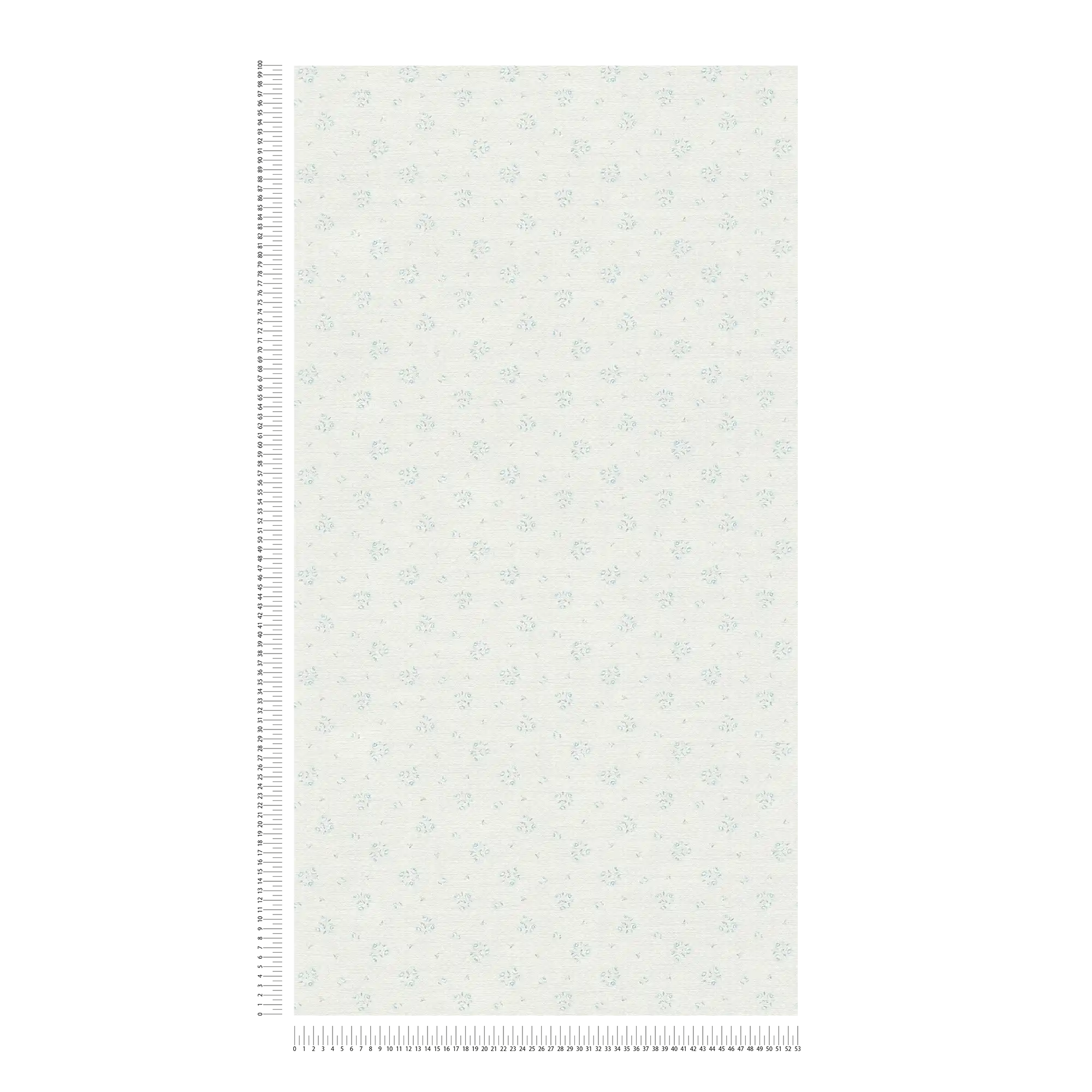             Landhaus Tapete mit floralem Muster im Shabby Chic Stil – Hellgrau, Blau, Weiß
        